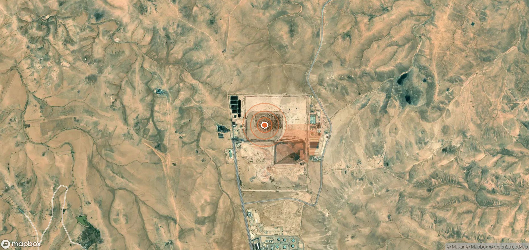 Mapa satelital de plumas de metano en Jordania