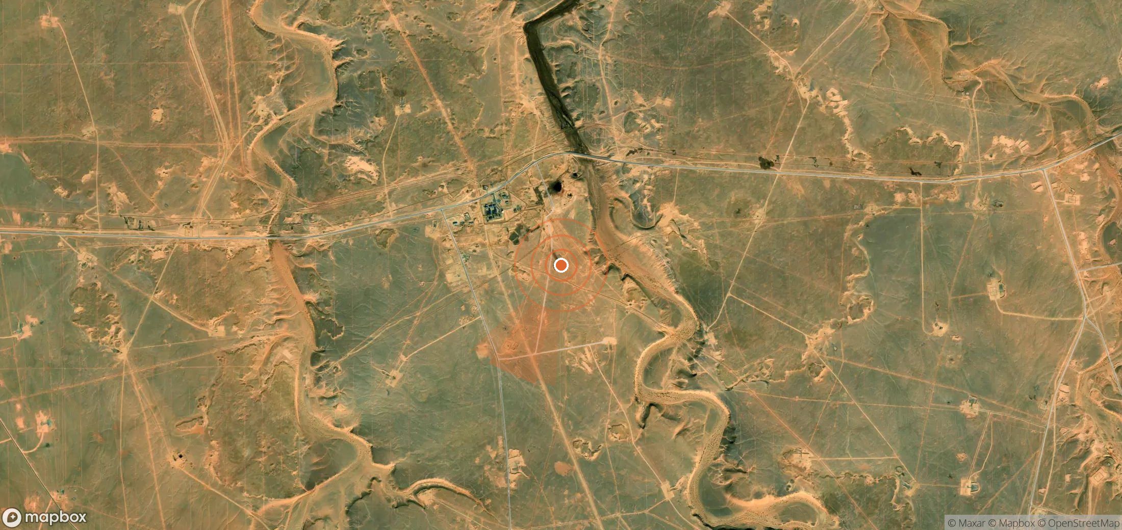 Mapa satelital de plumas de metano en Argelia