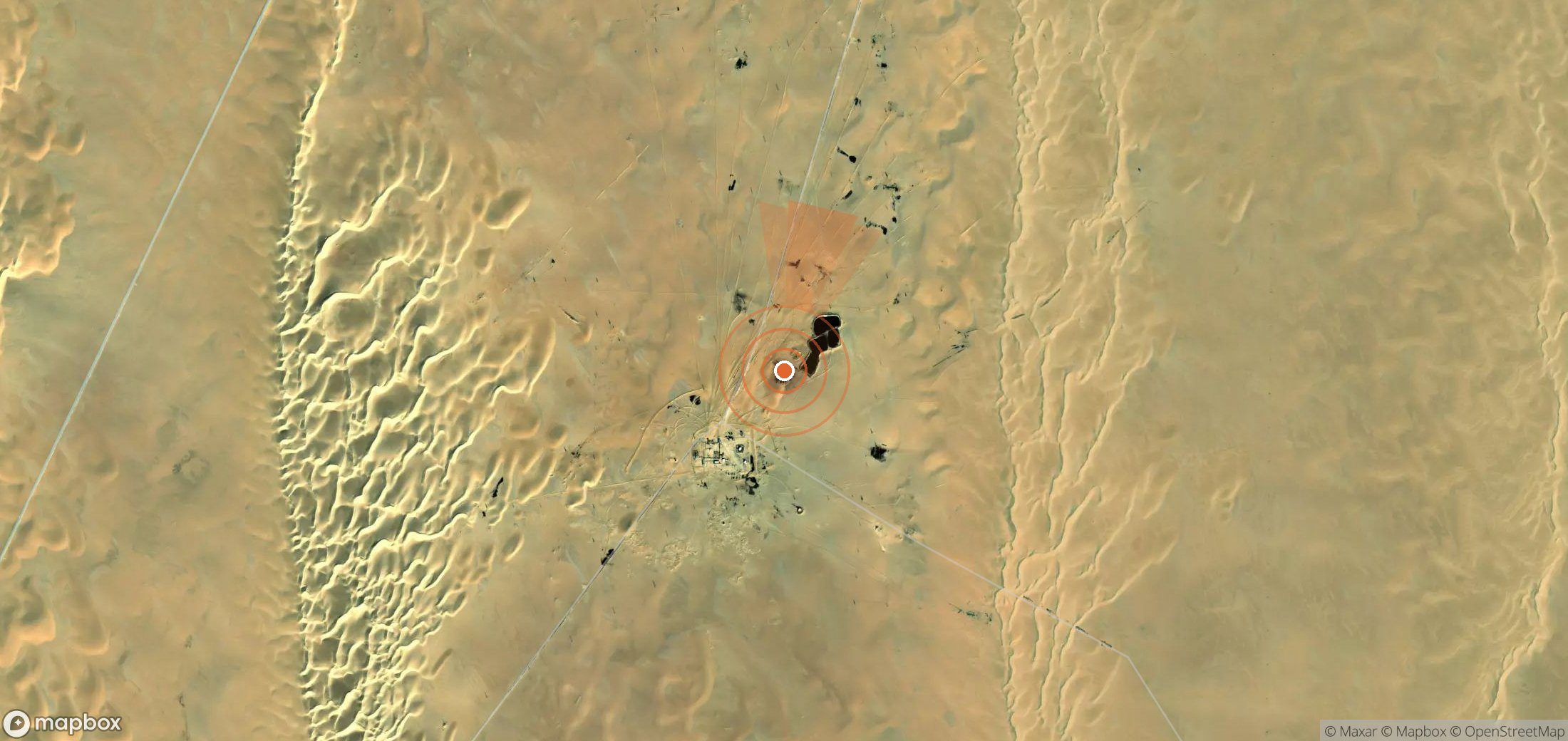 Satellite map of methane plume locations in Libya