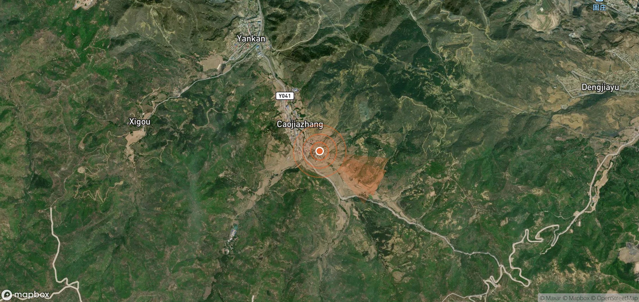 Satellite map of methane plume locations in China