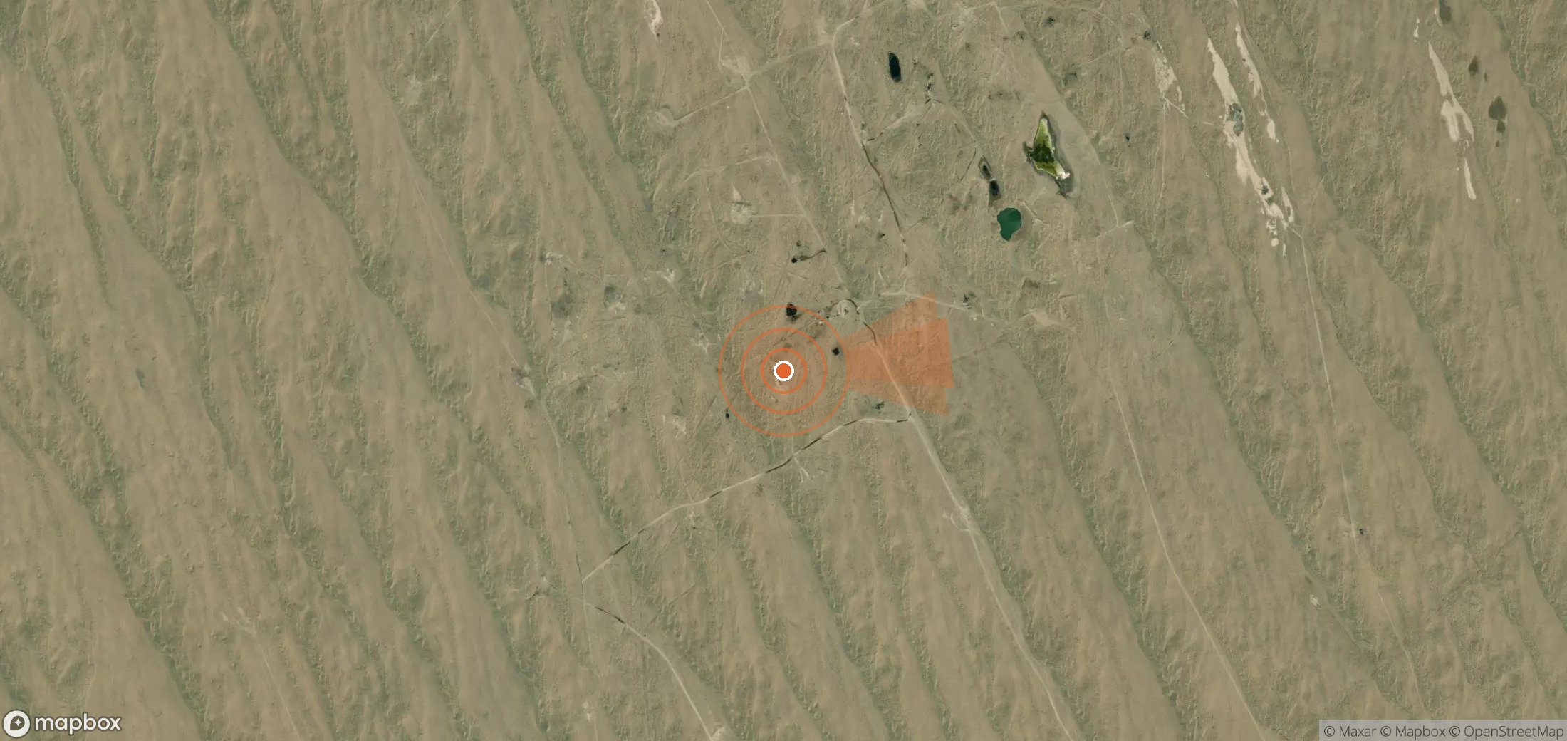Mapa satelital de plumas de metano en Turkmenistán