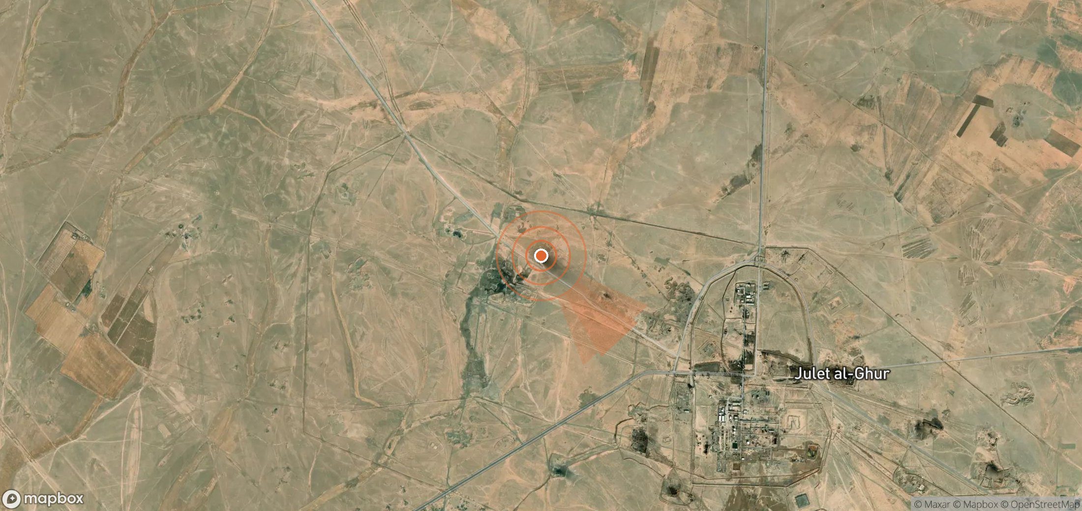 Mapa satelital de plumas de metano en Siria