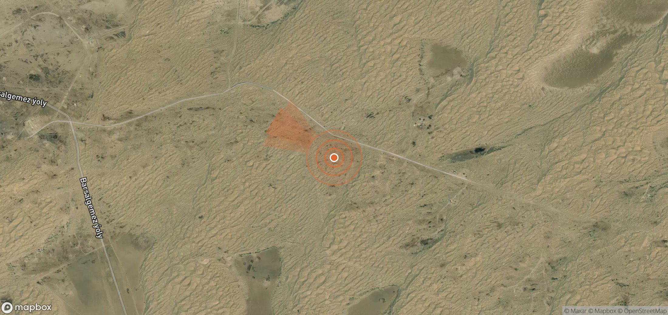 Mapa satelital de plumas de metano en Turkmenistán