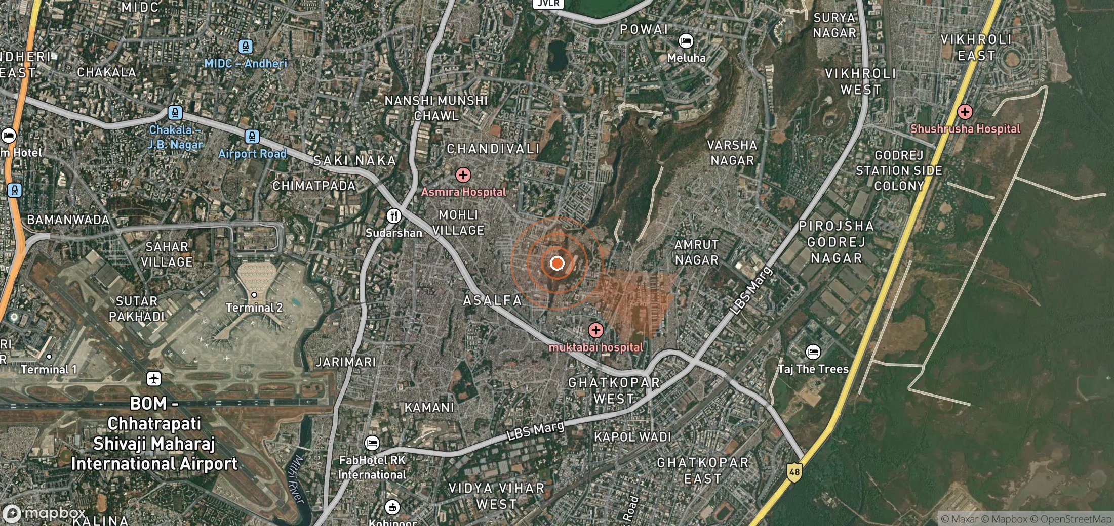 Satellite map of methane plume locations in India