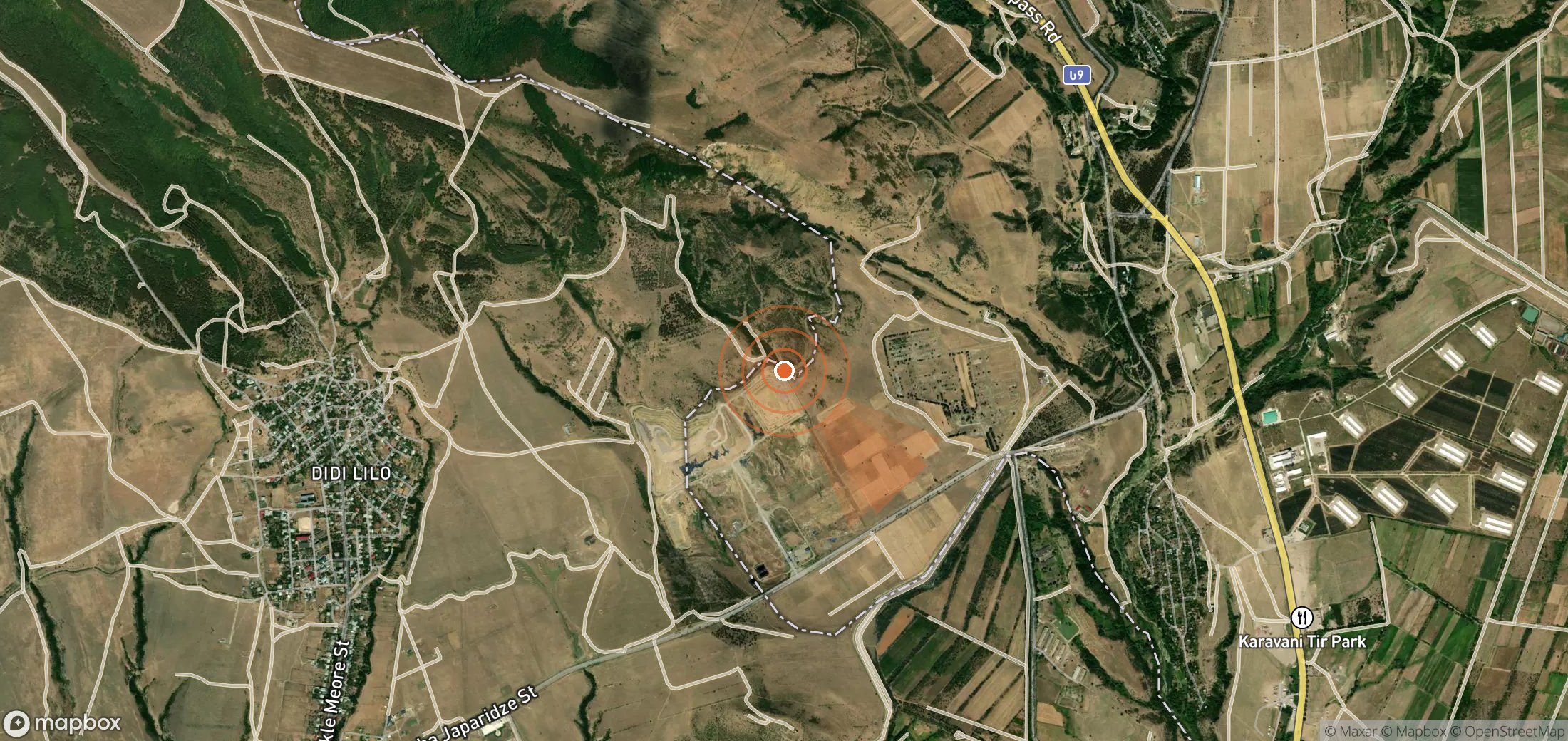 Mapa satelital de plumas de metano en Georgia