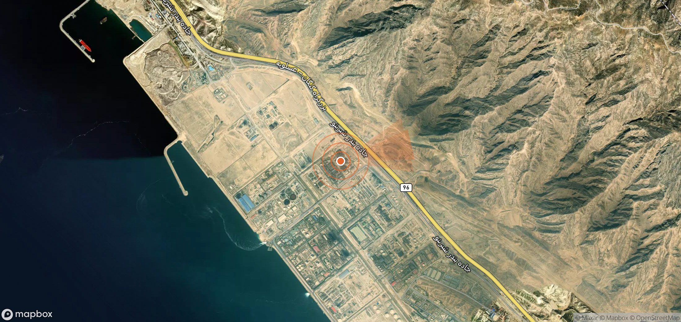 Satellite map of methane plume locations in Iran
