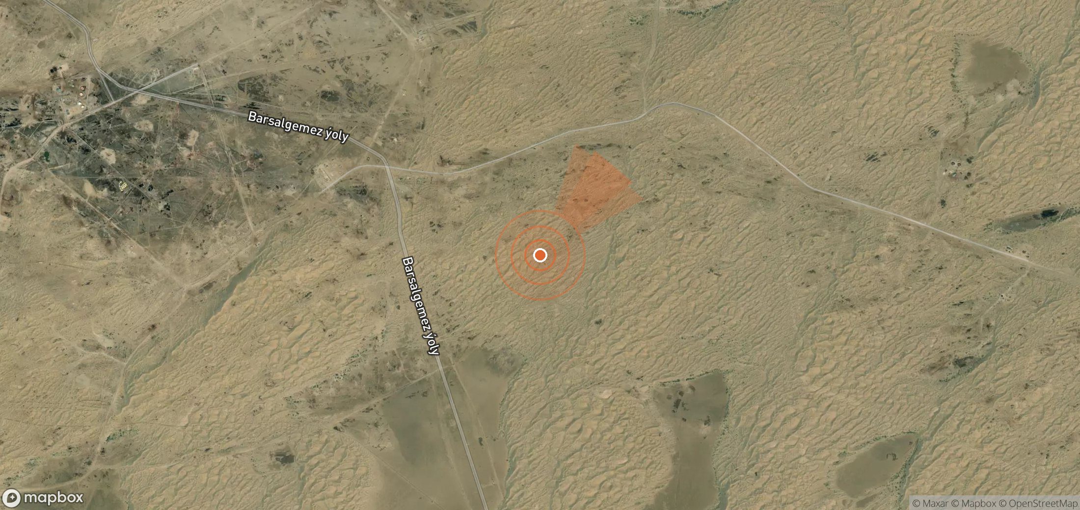 Satellite map of methane plume locations in Turkmenistan
