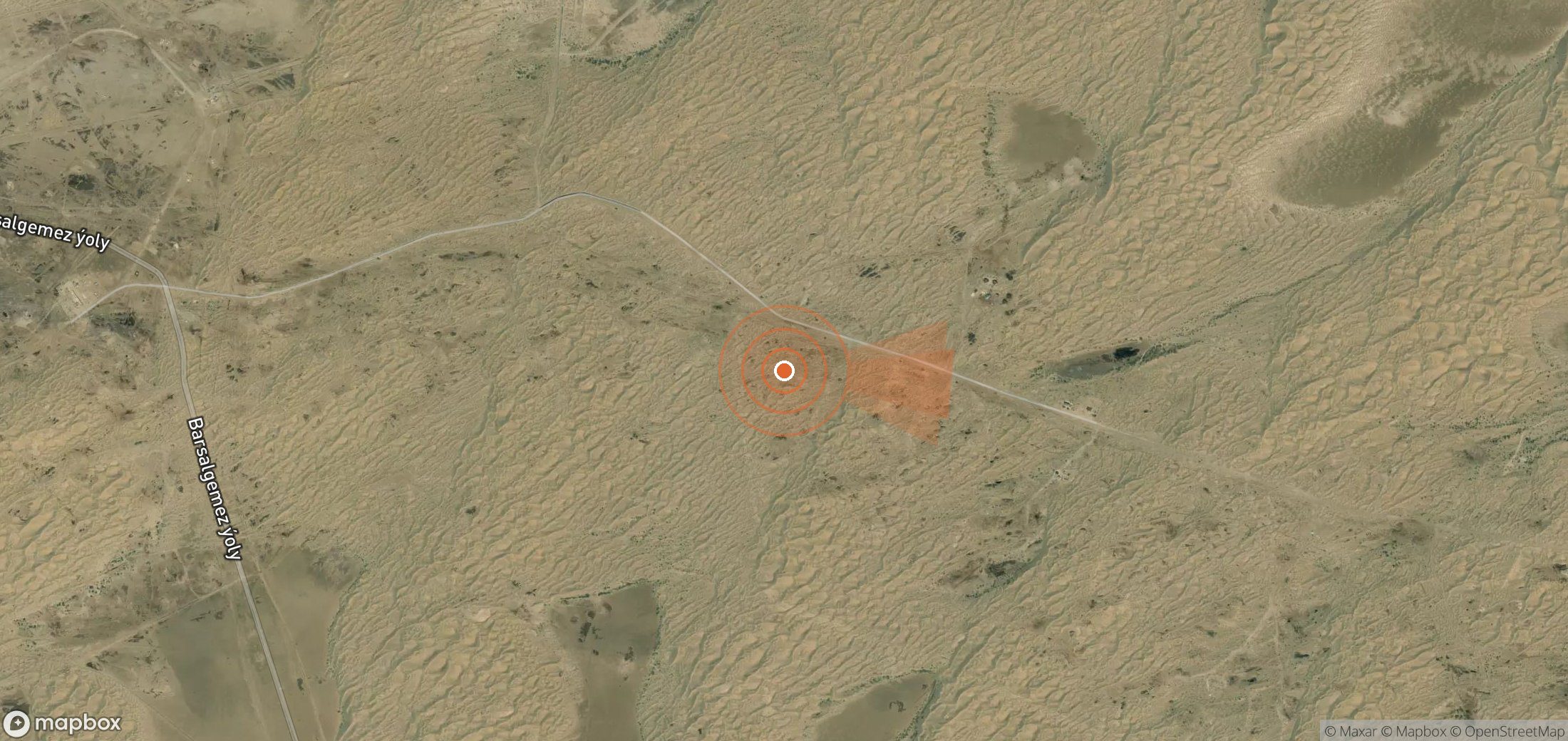 Satellite map of methane plume locations in Turkmenistan