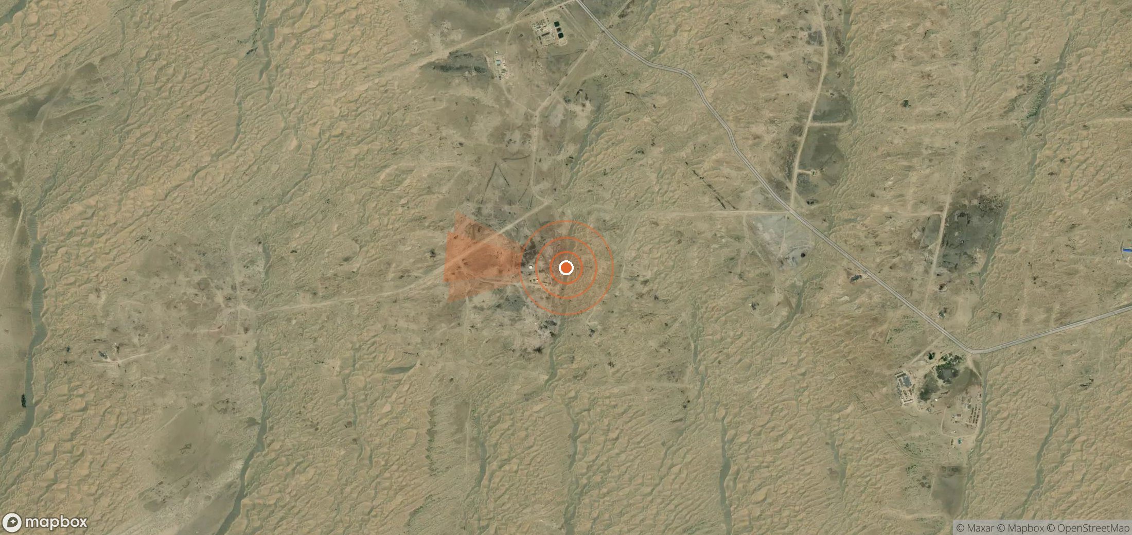 Mapa satelital de plumas de metano en Turkmenistán