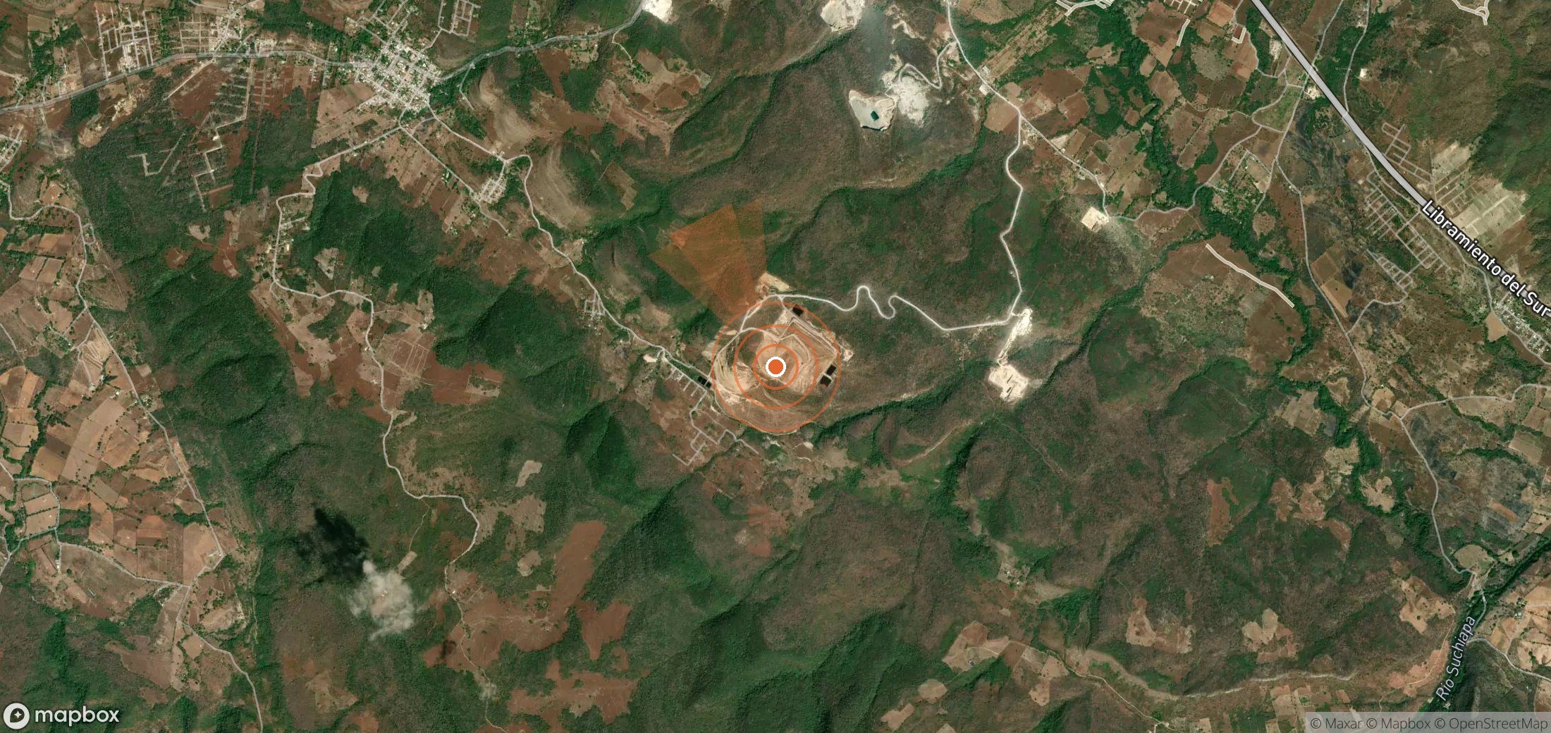 Satellite map of methane plume locations in Mexico