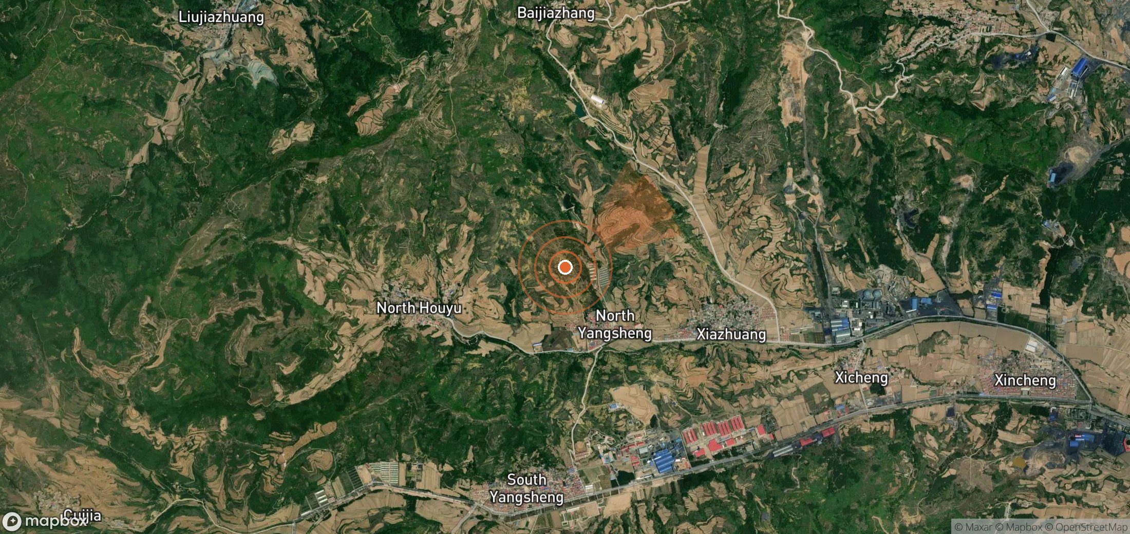 Mapa satelital de plumas de metano en China