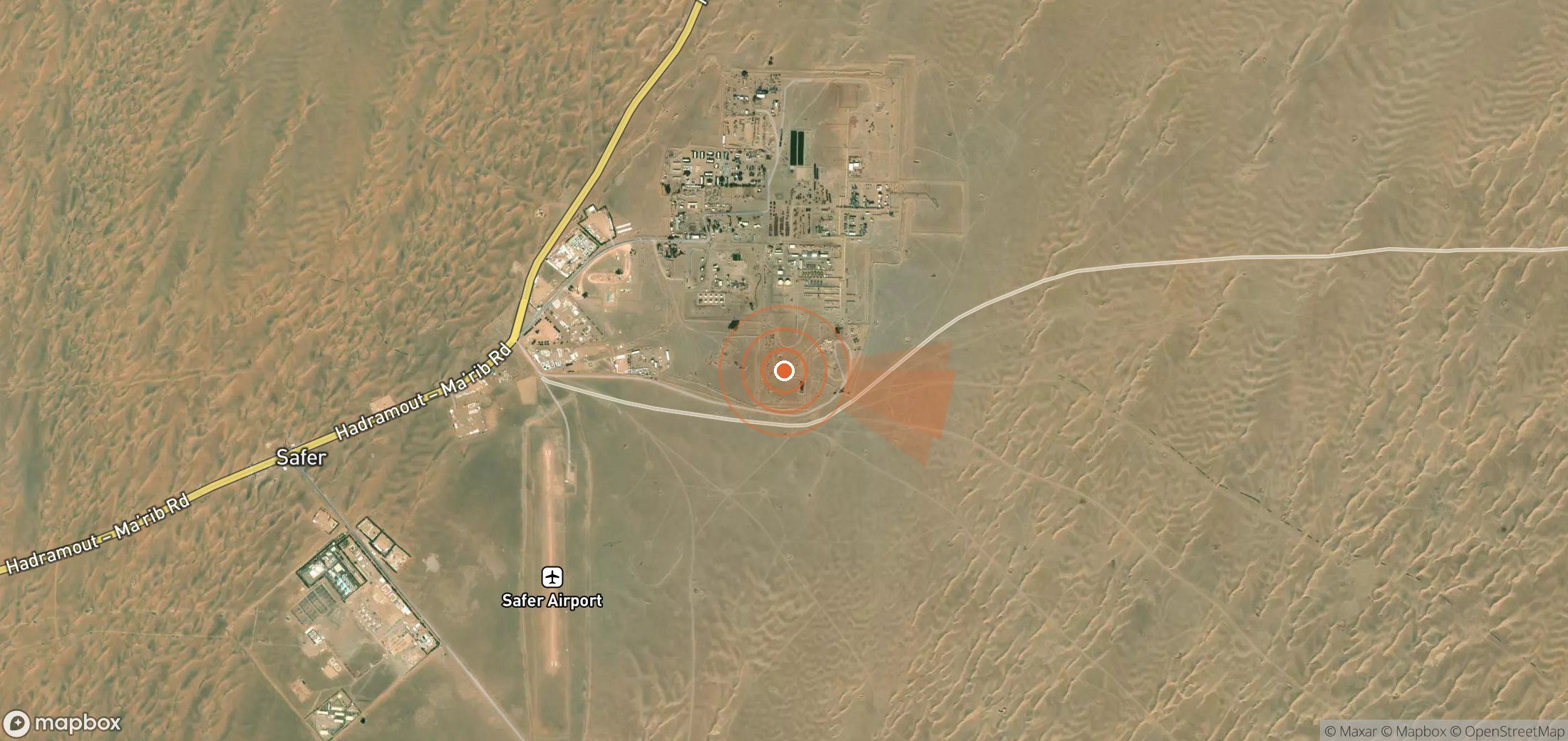 Satellite map of methane plume locations in Yemen