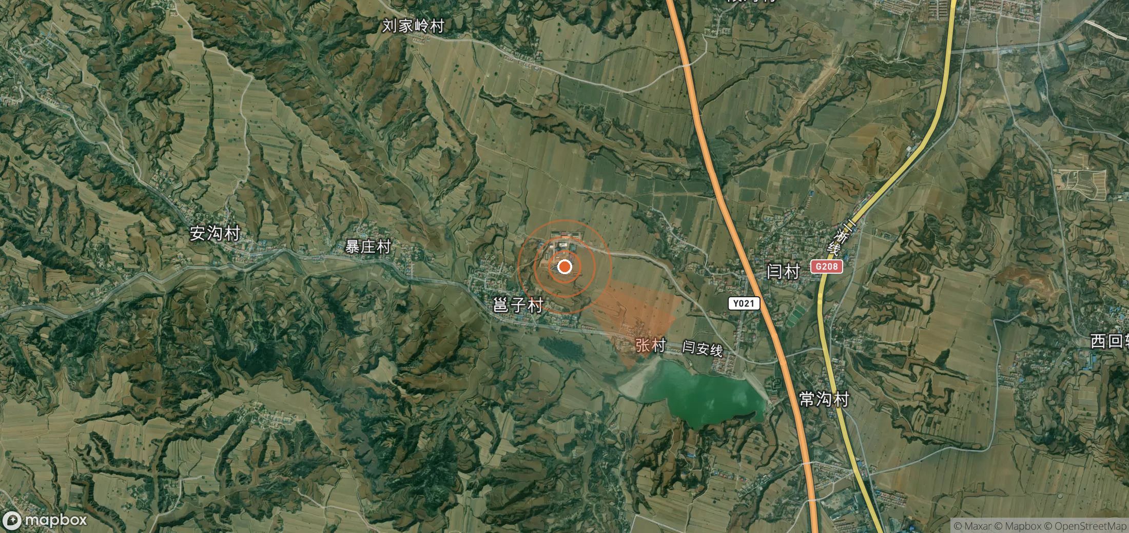 Satellite map of methane plume locations in China