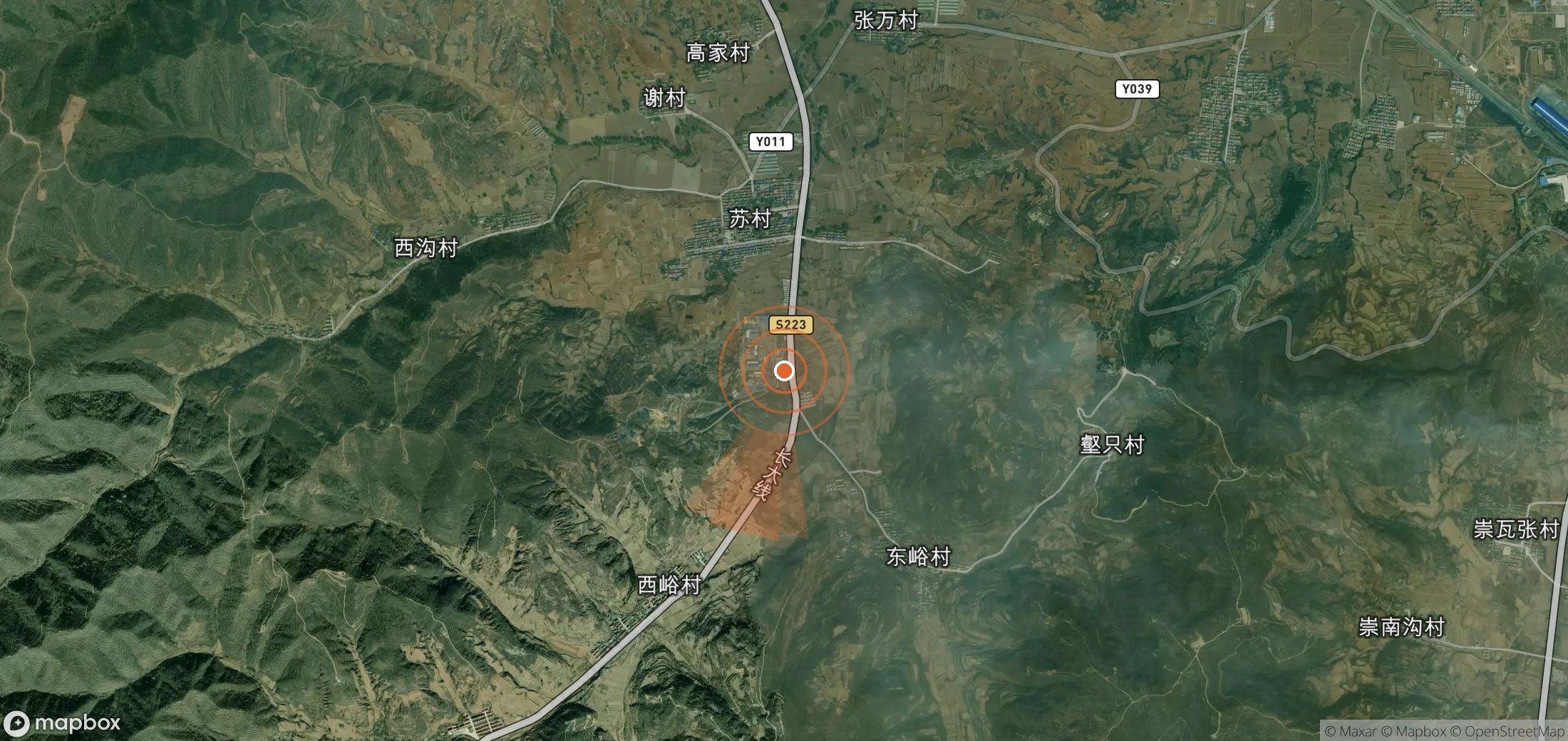 Satellite map of methane plume locations in China