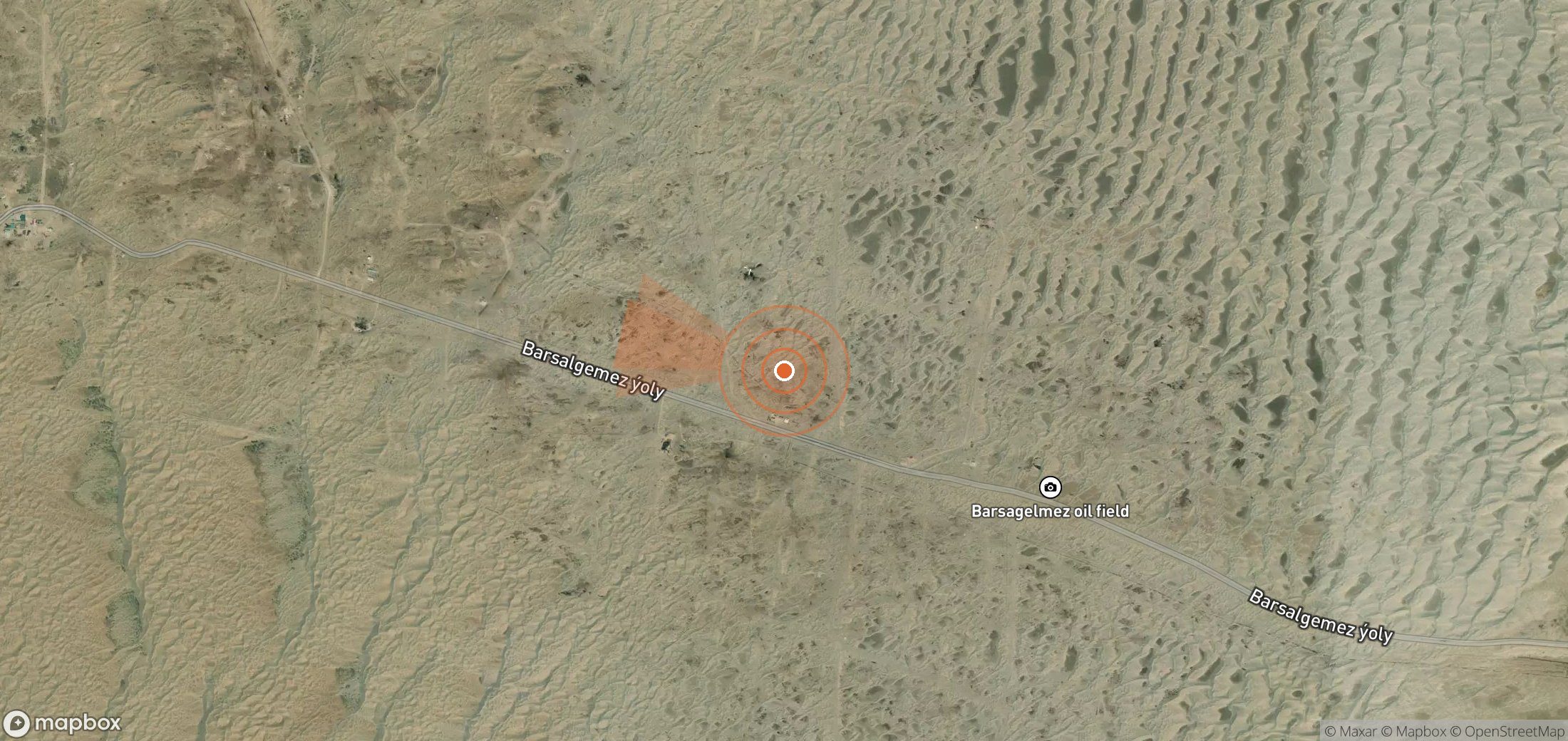 Mapa satelital de plumas de metano en Turkmenistán