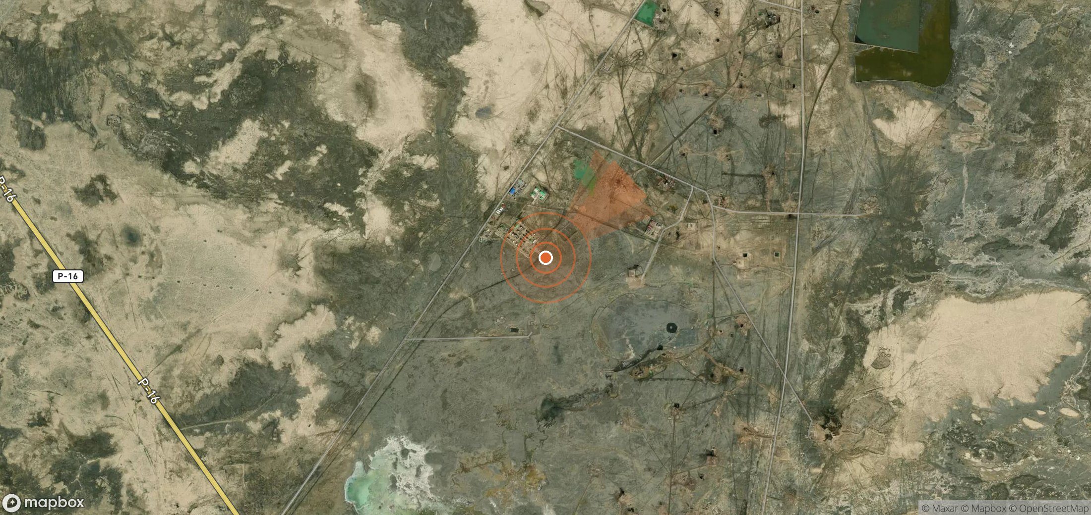 Satellite map of methane plume locations in Turkmenistan