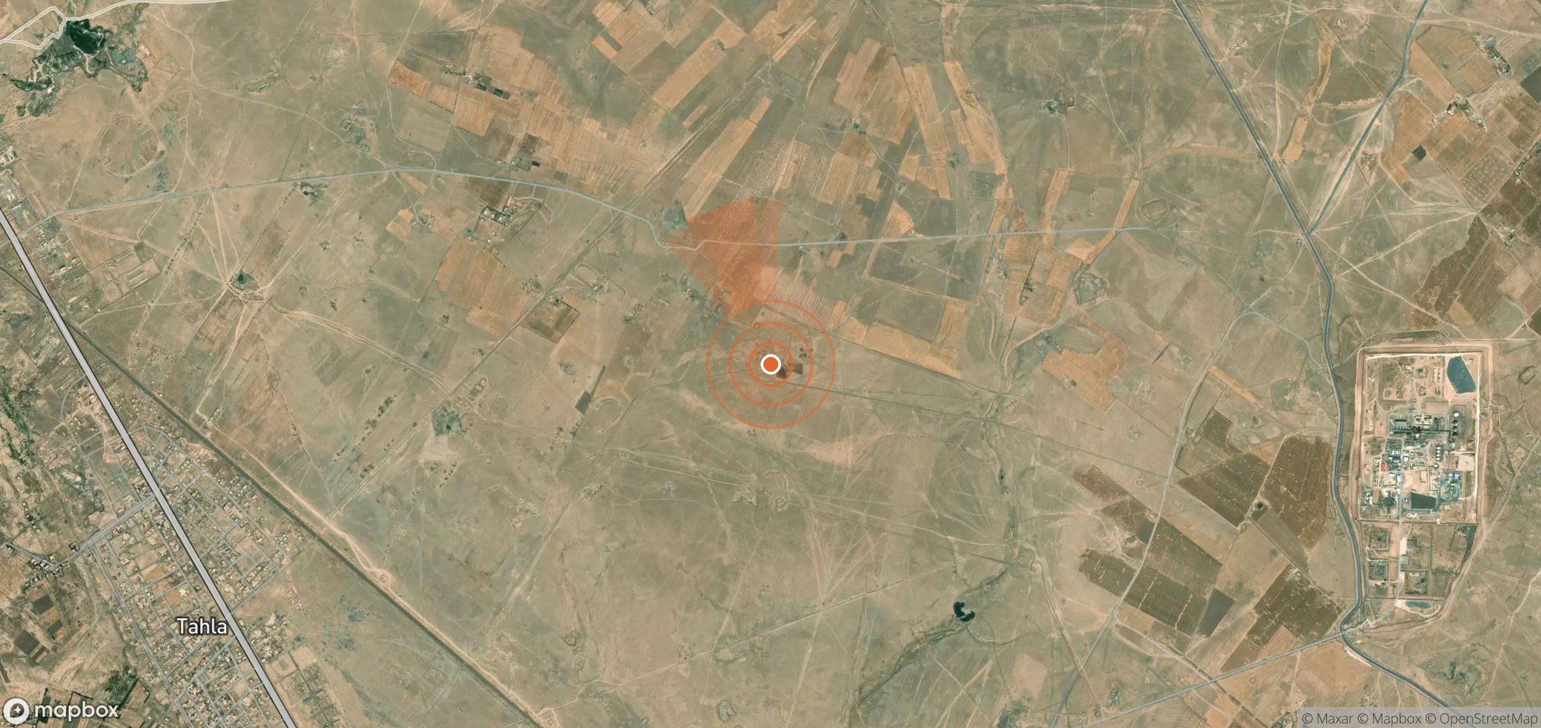 Satellite map of methane plume locations in Syria