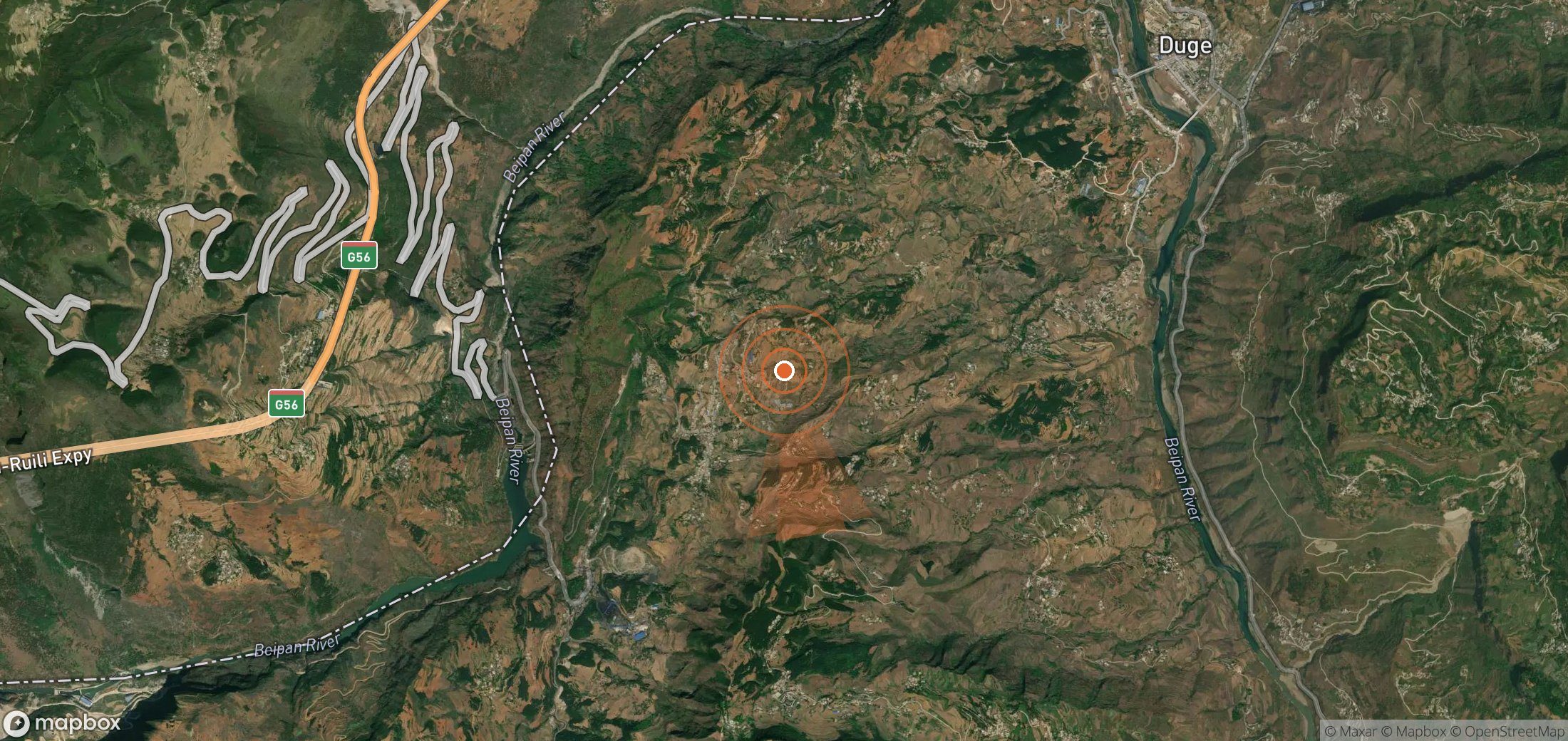 Satellite map of methane plume locations in China
