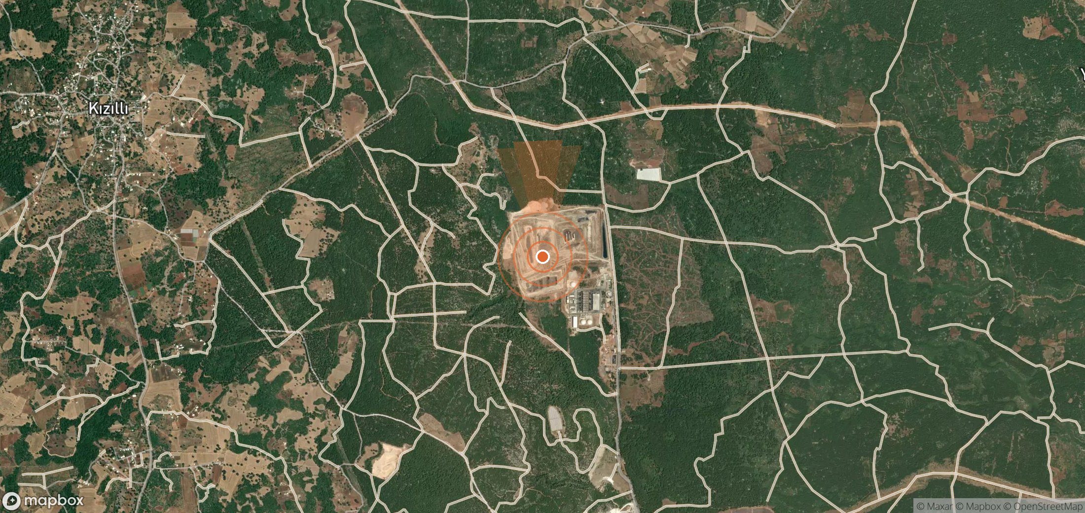 Satellite map of methane plume locations in Türkiye