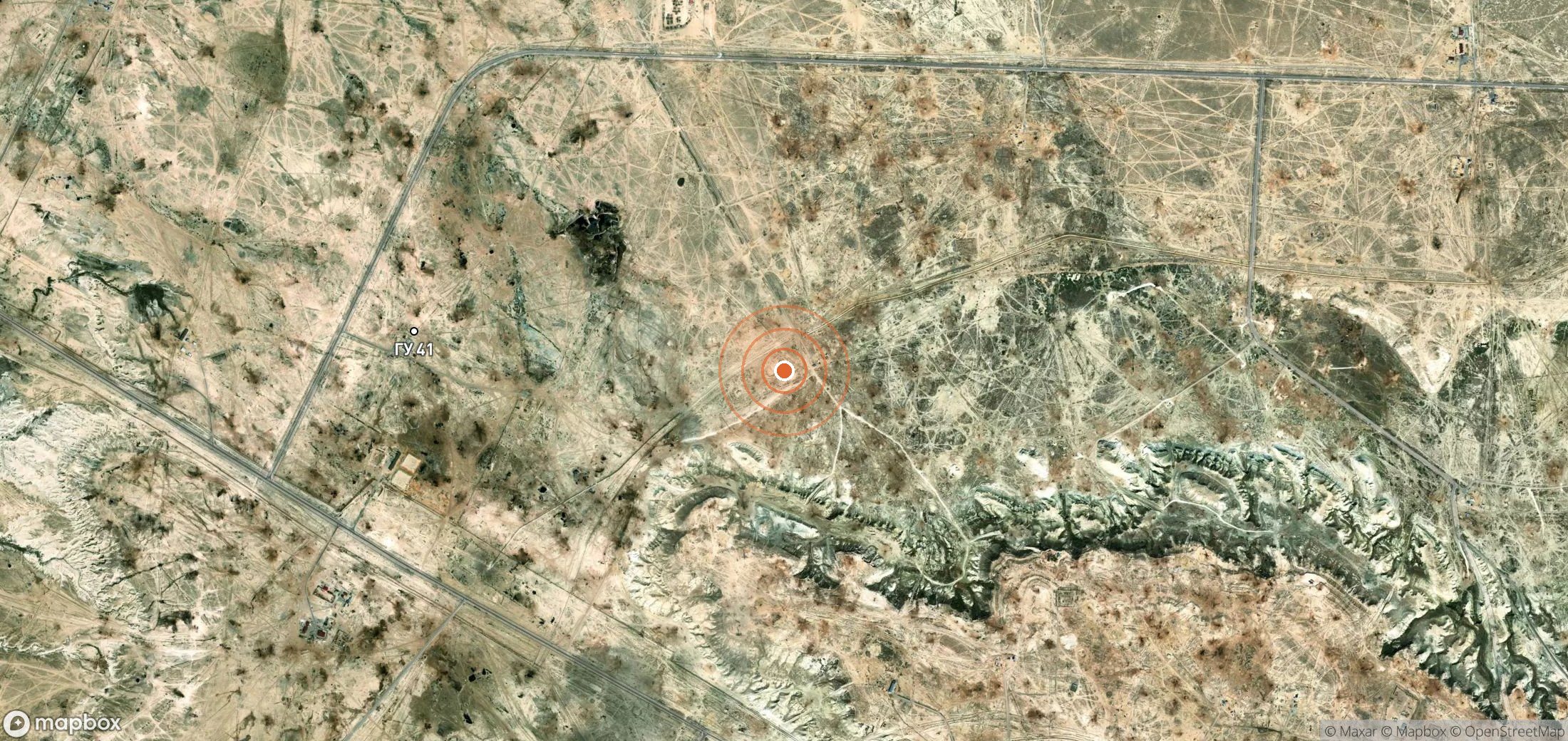 Satellite map of methane plume locations in Kazakhstan