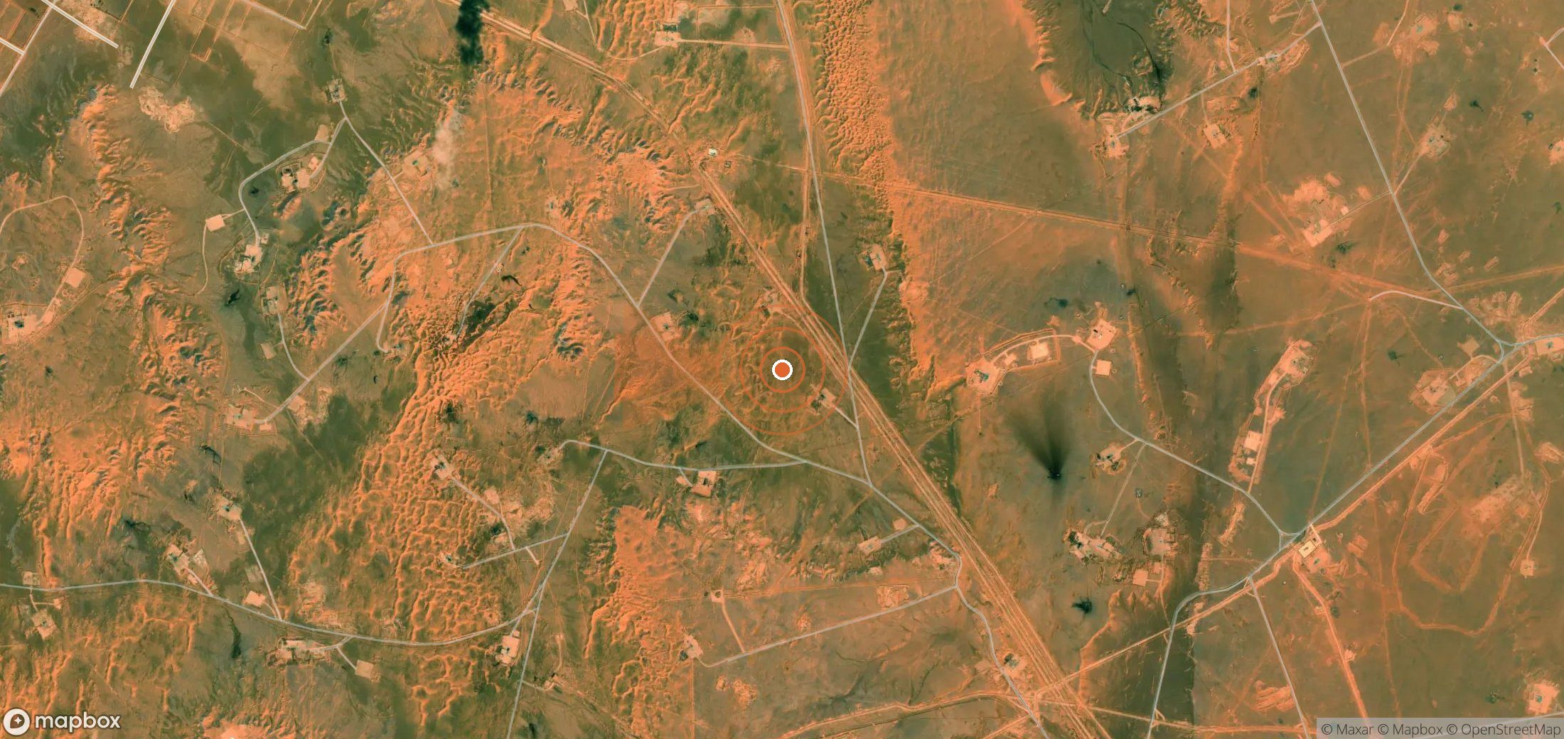 Satellite map of methane plume locations in Algeria
