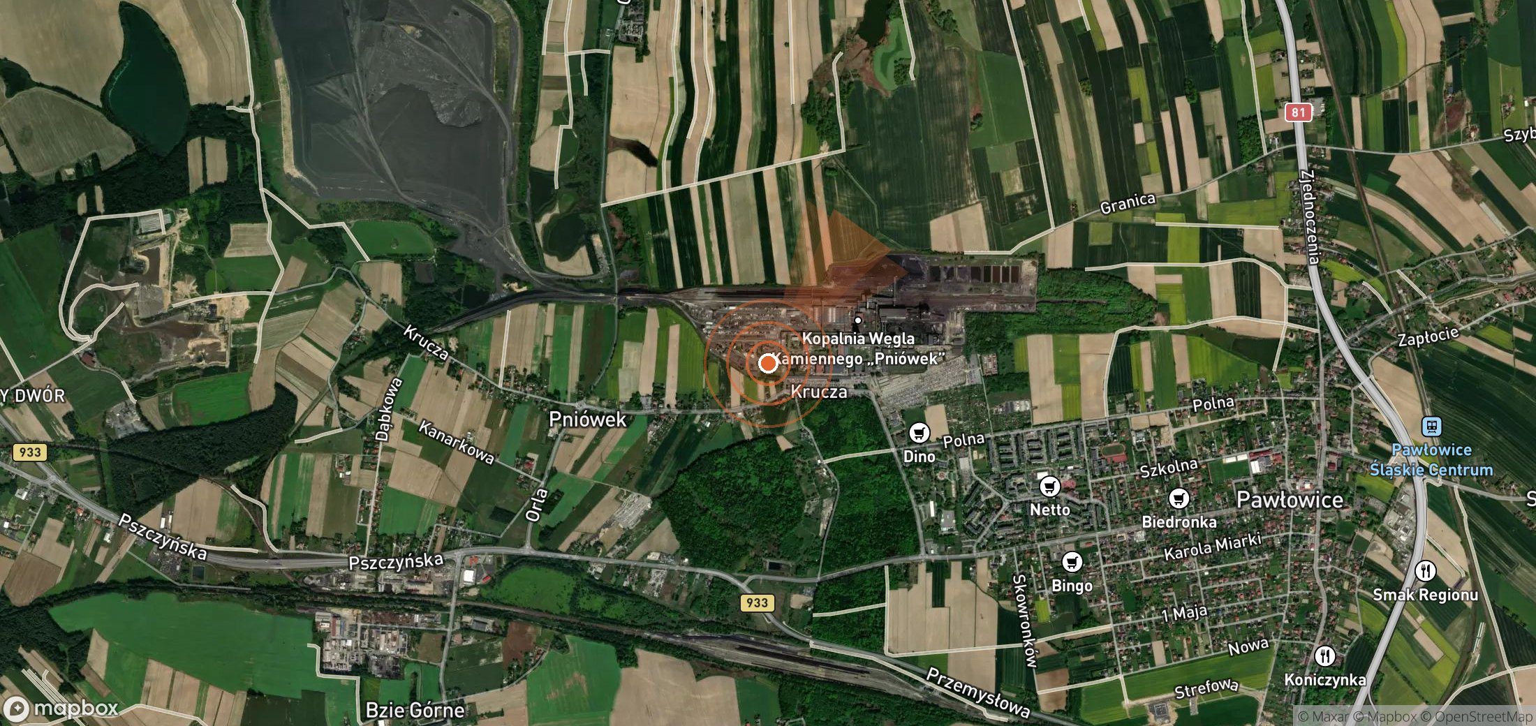 Mapa satelital de plumas de metano en Polonia