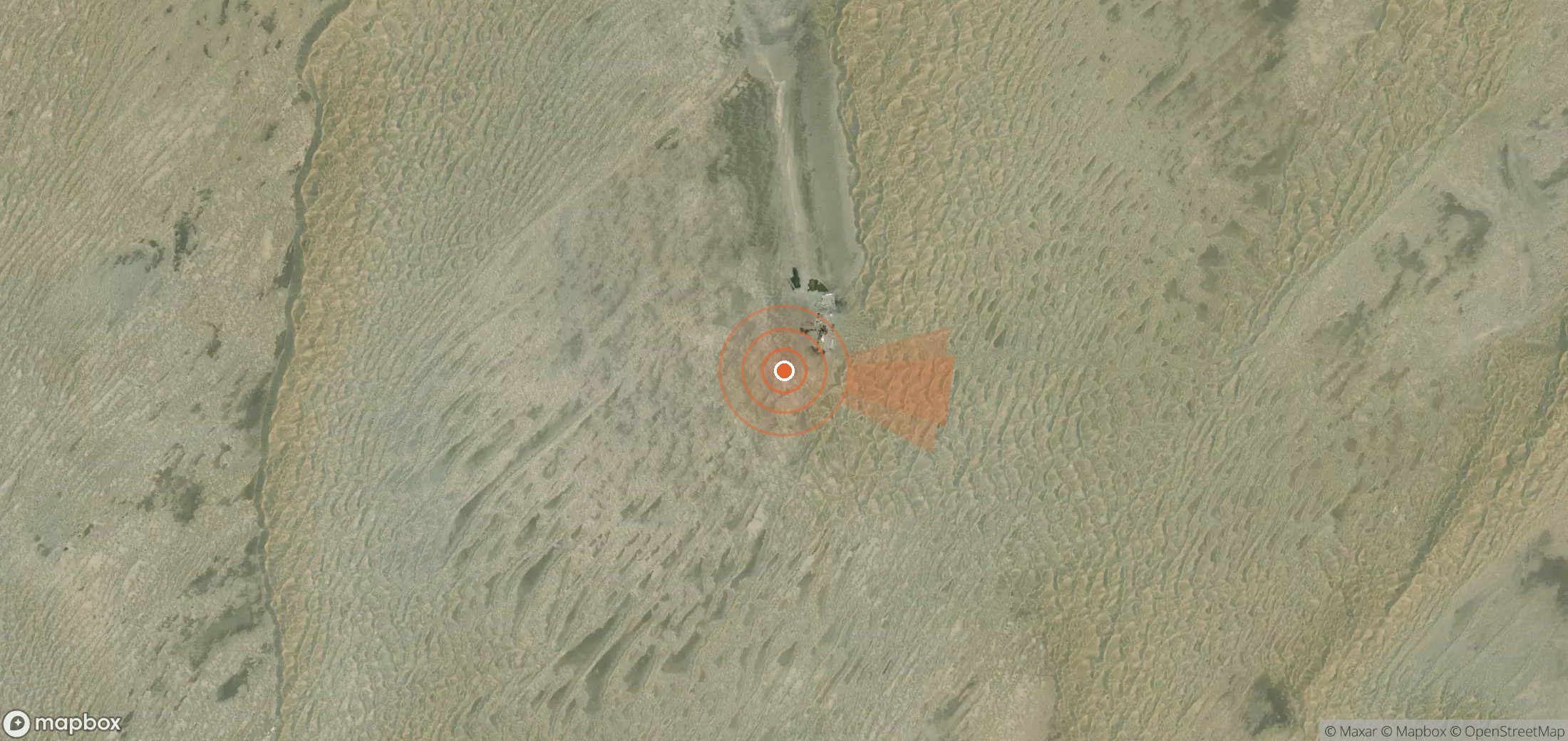 Satellite map of methane plume locations in Turkmenistan