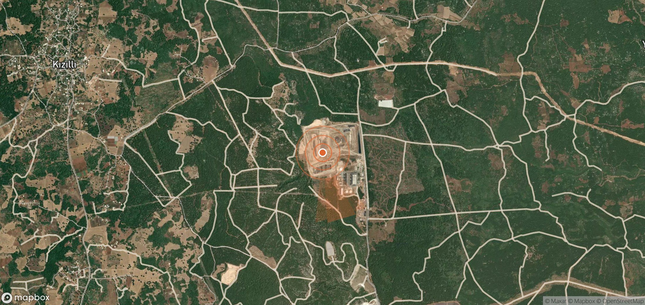 Satellite map of methane plume locations in Türkiye