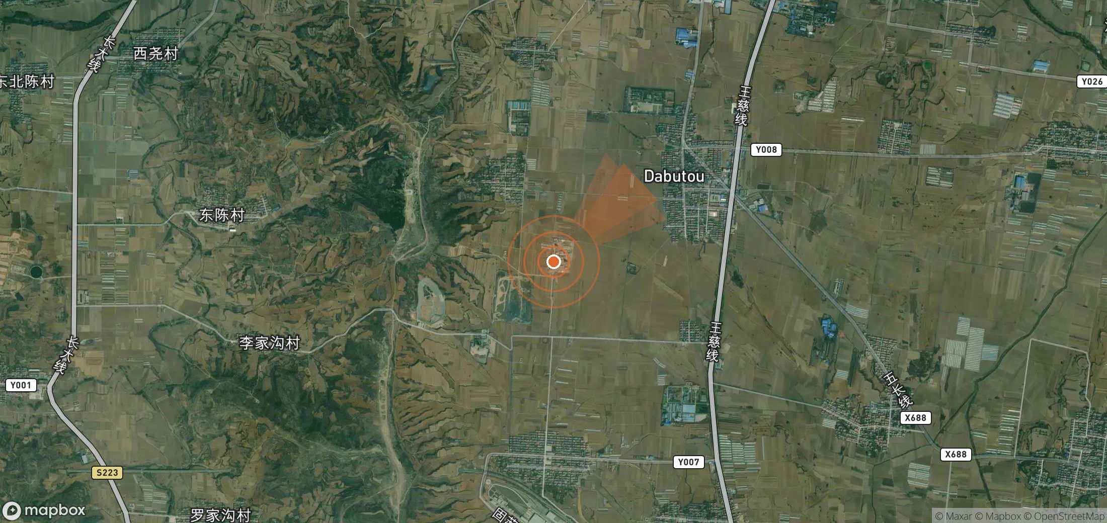 Satellite map of methane plume locations in China