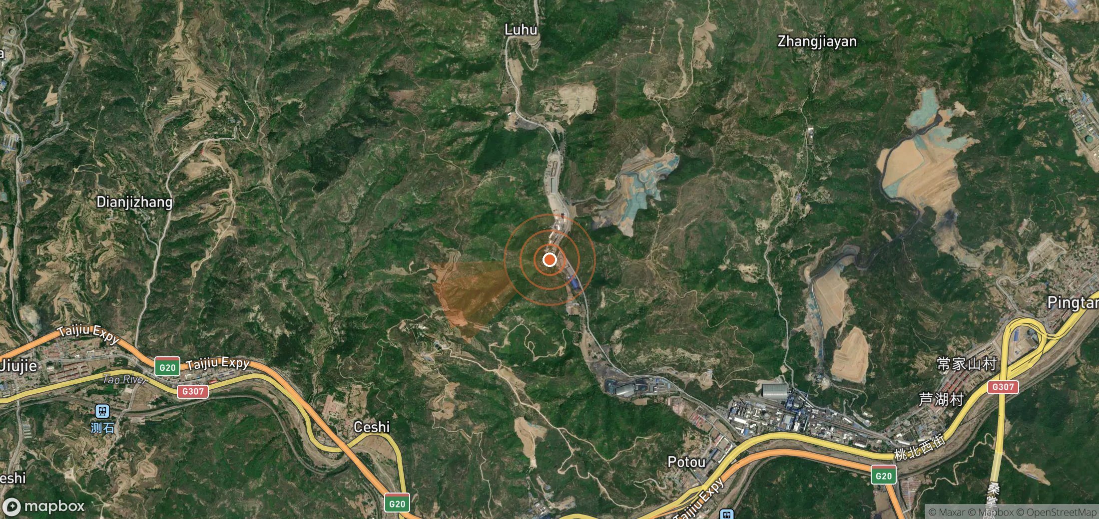 Satellite map of methane plume locations in China