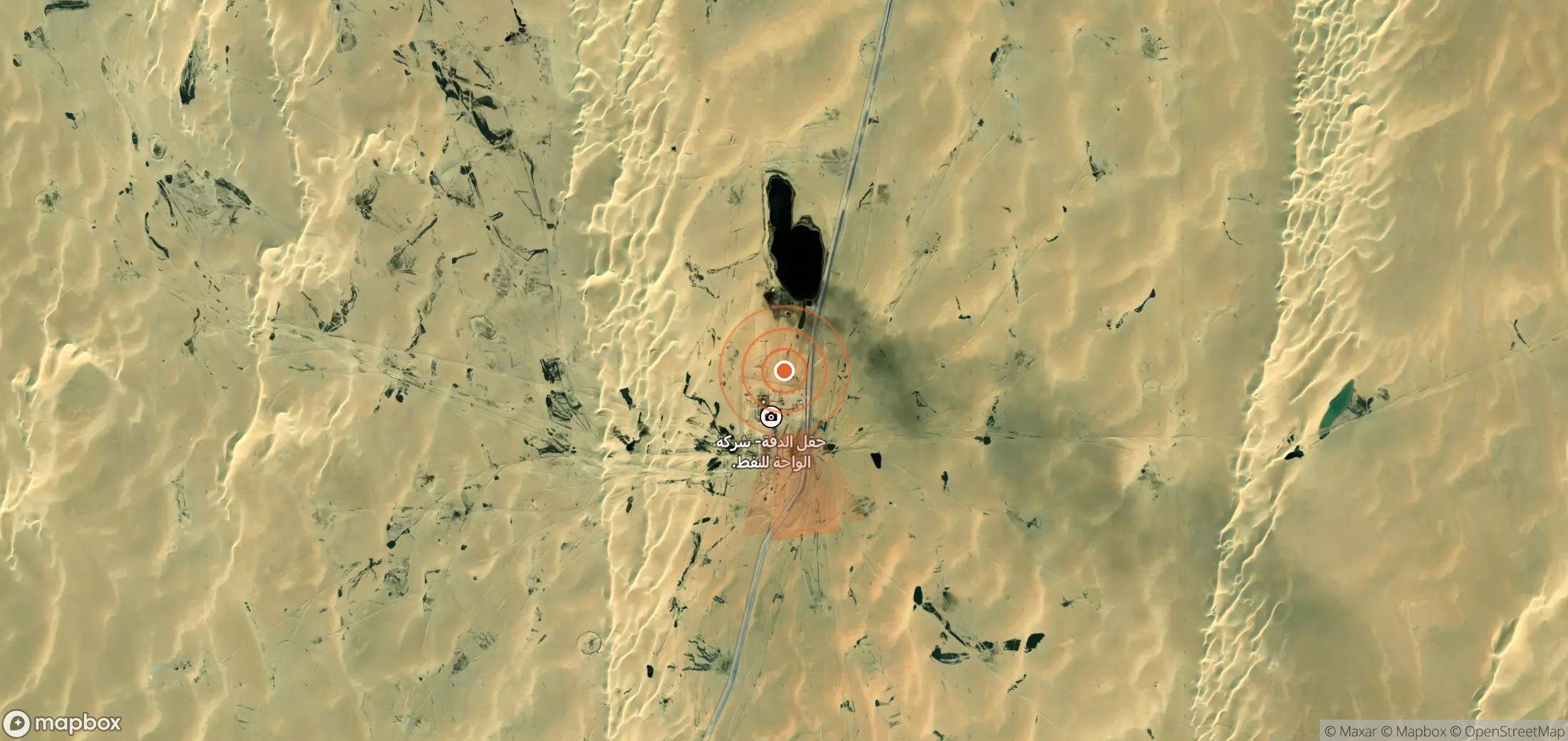 Mapa satelital de plumas de metano en Libia