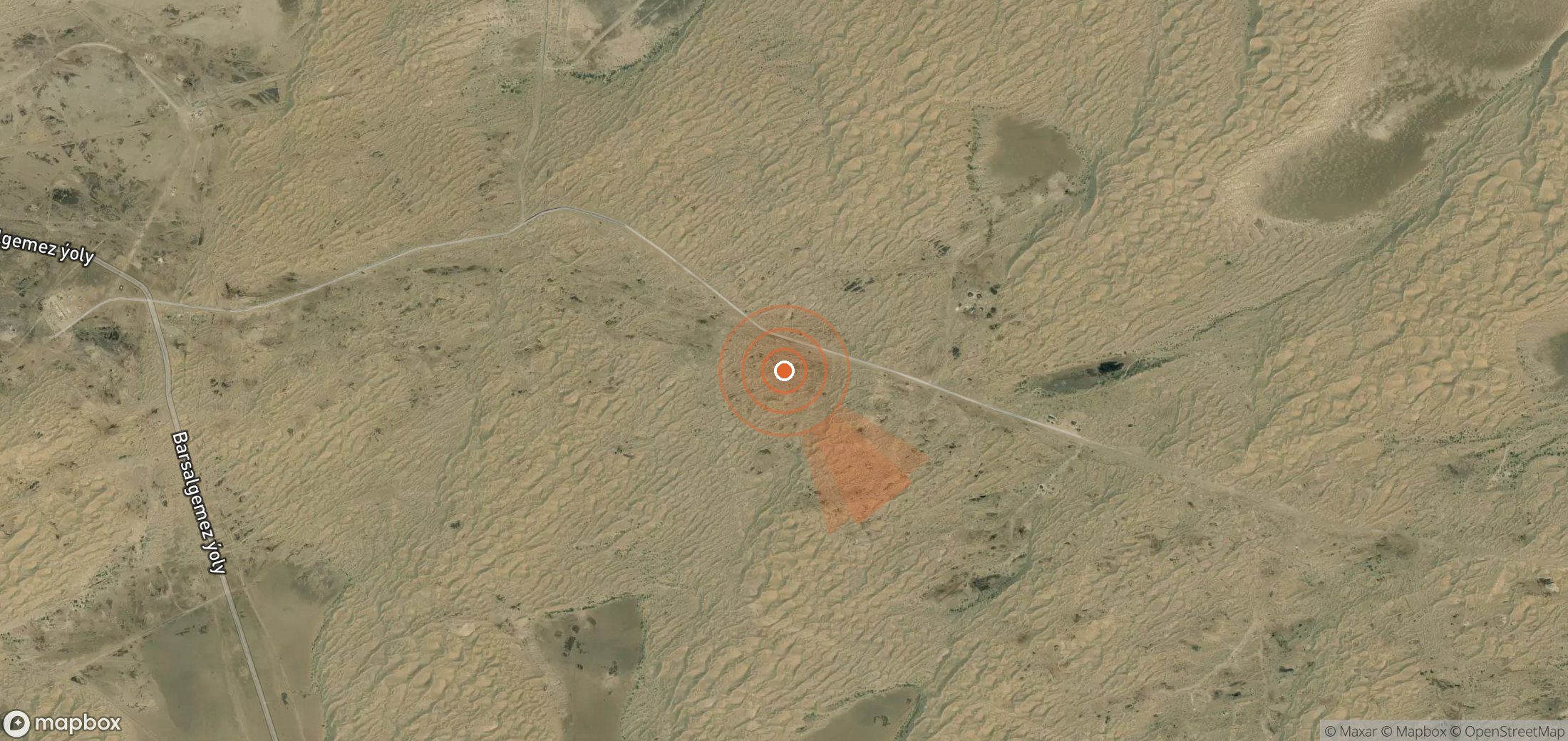 Mapa satelital de plumas de metano en Turkmenistán