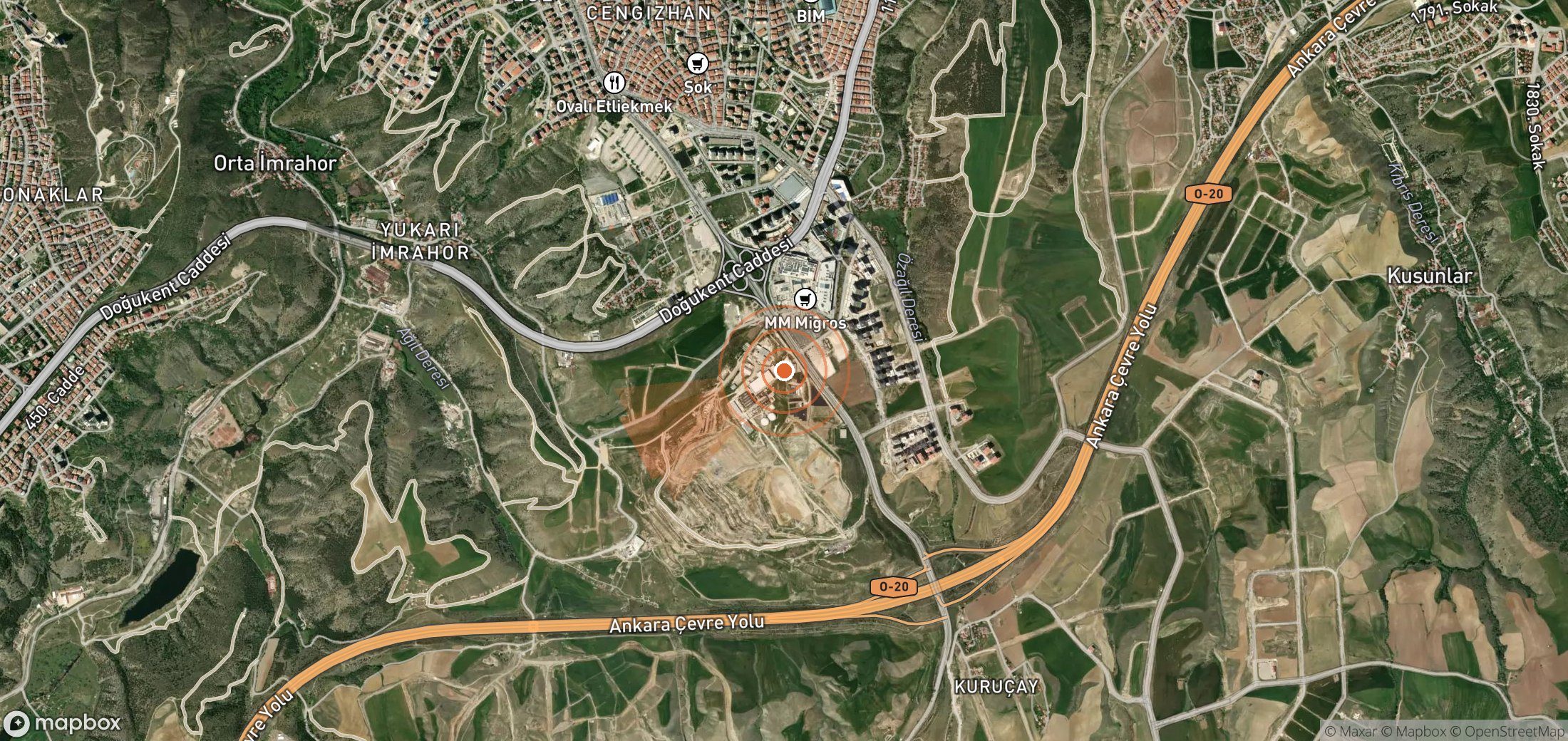 Mapa satelital de plumas de metano en Turquía