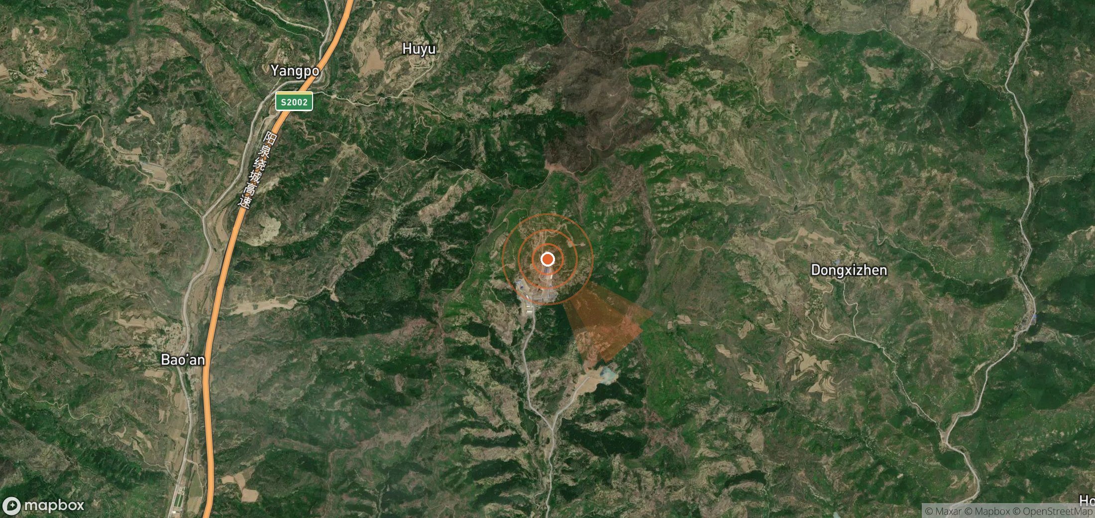 Mapa satelital de plumas de metano en China