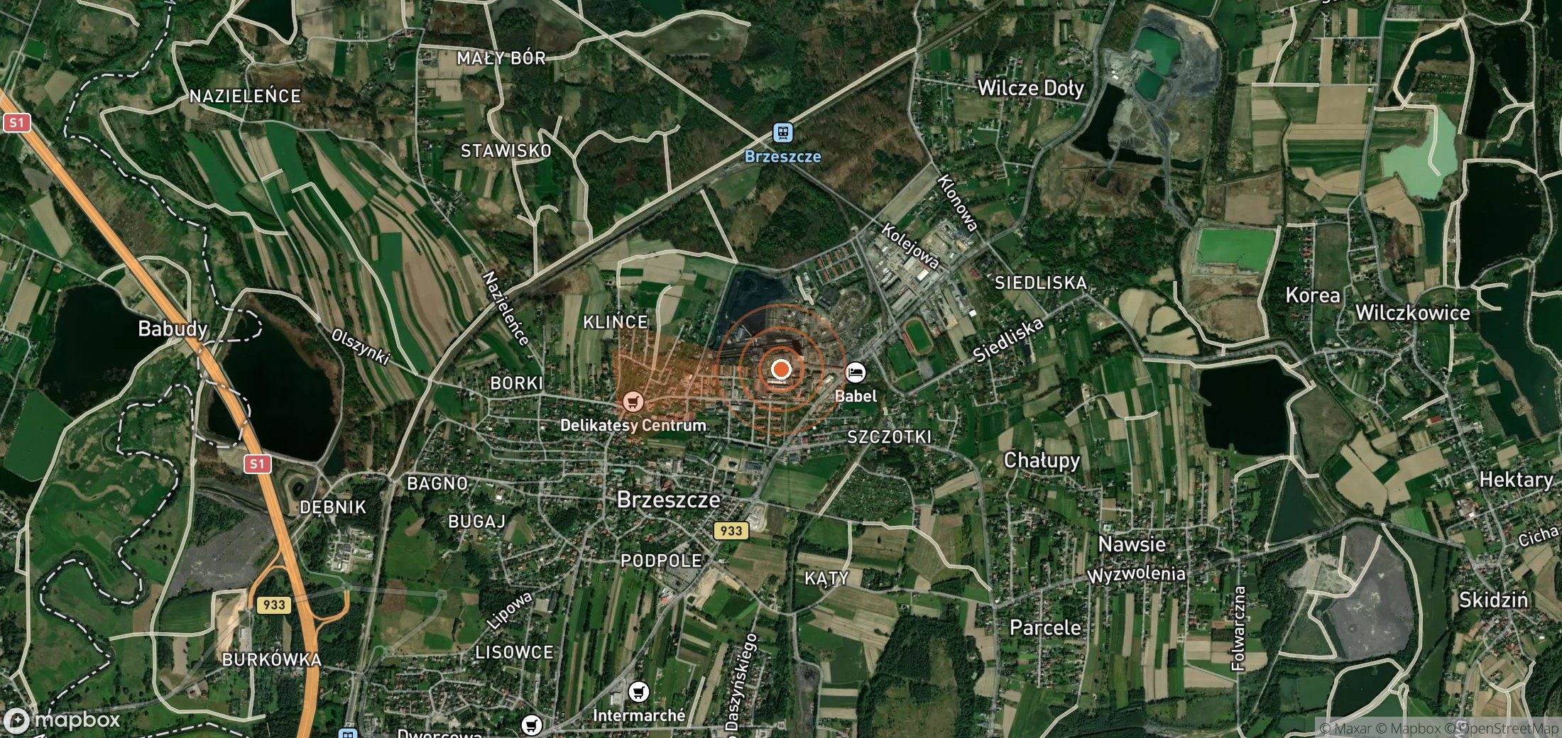 Satellite map of methane plume locations in Poland