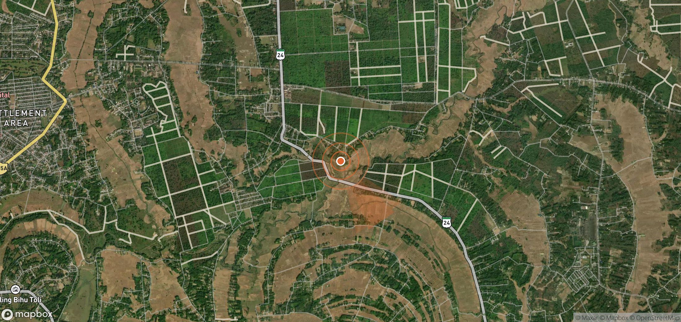 Satellite map of methane plume locations in India