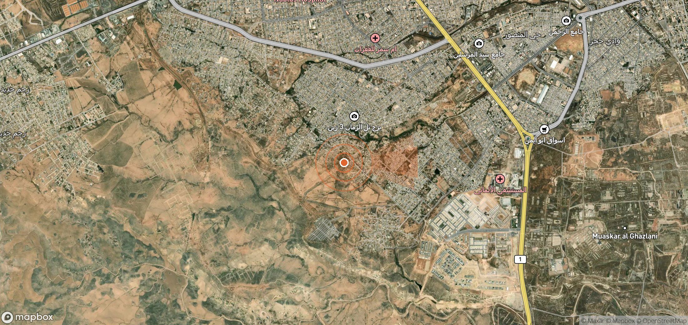 Satellite map of methane plume locations in Iraq
