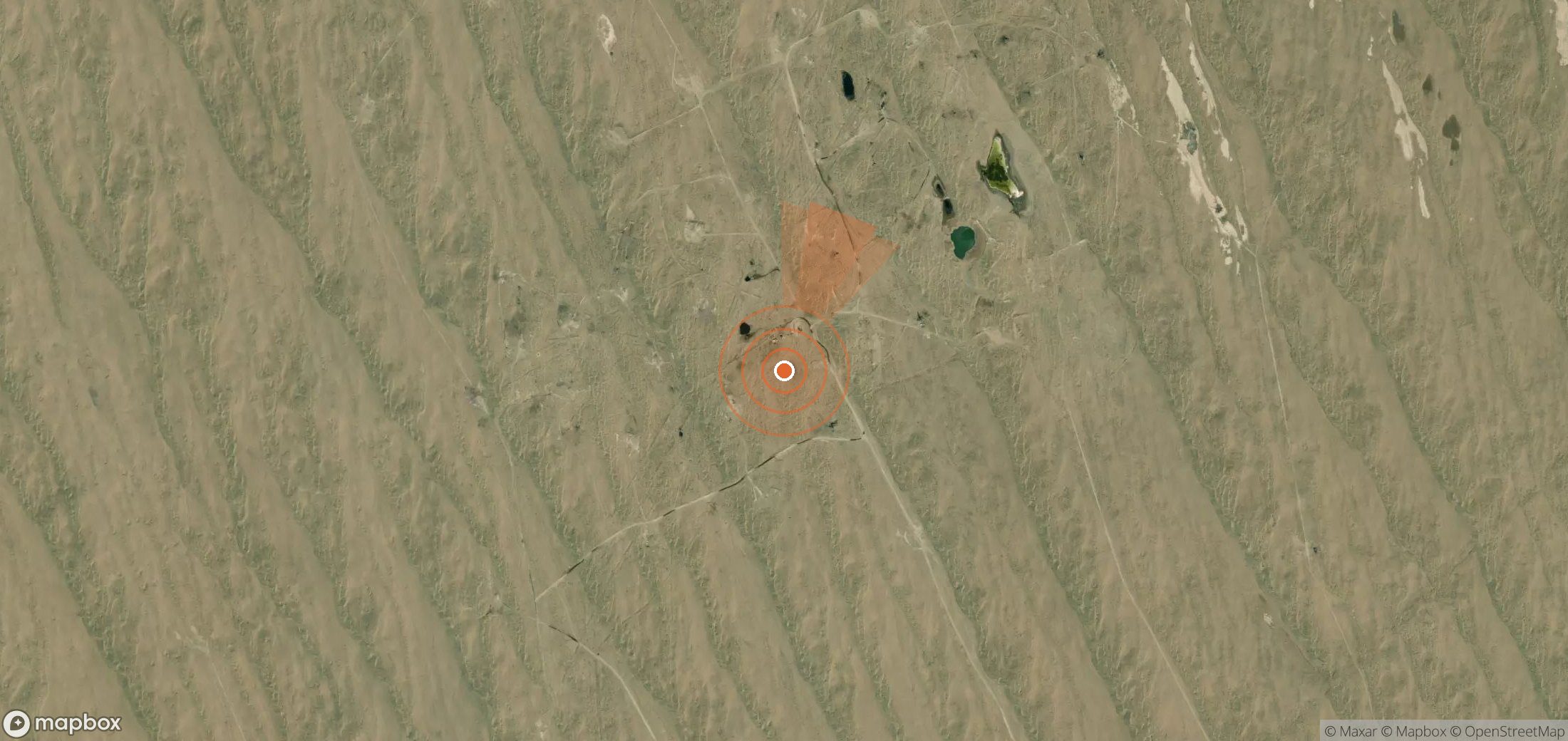 Mapa satelital de plumas de metano en Turkmenistán