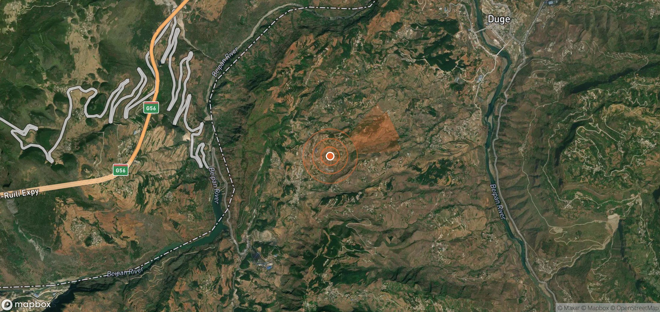 Mapa satelital de plumas de metano en China
