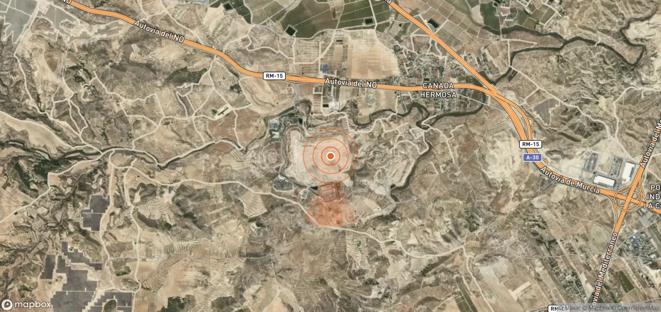 Satellite map of methane plume locations in Spain