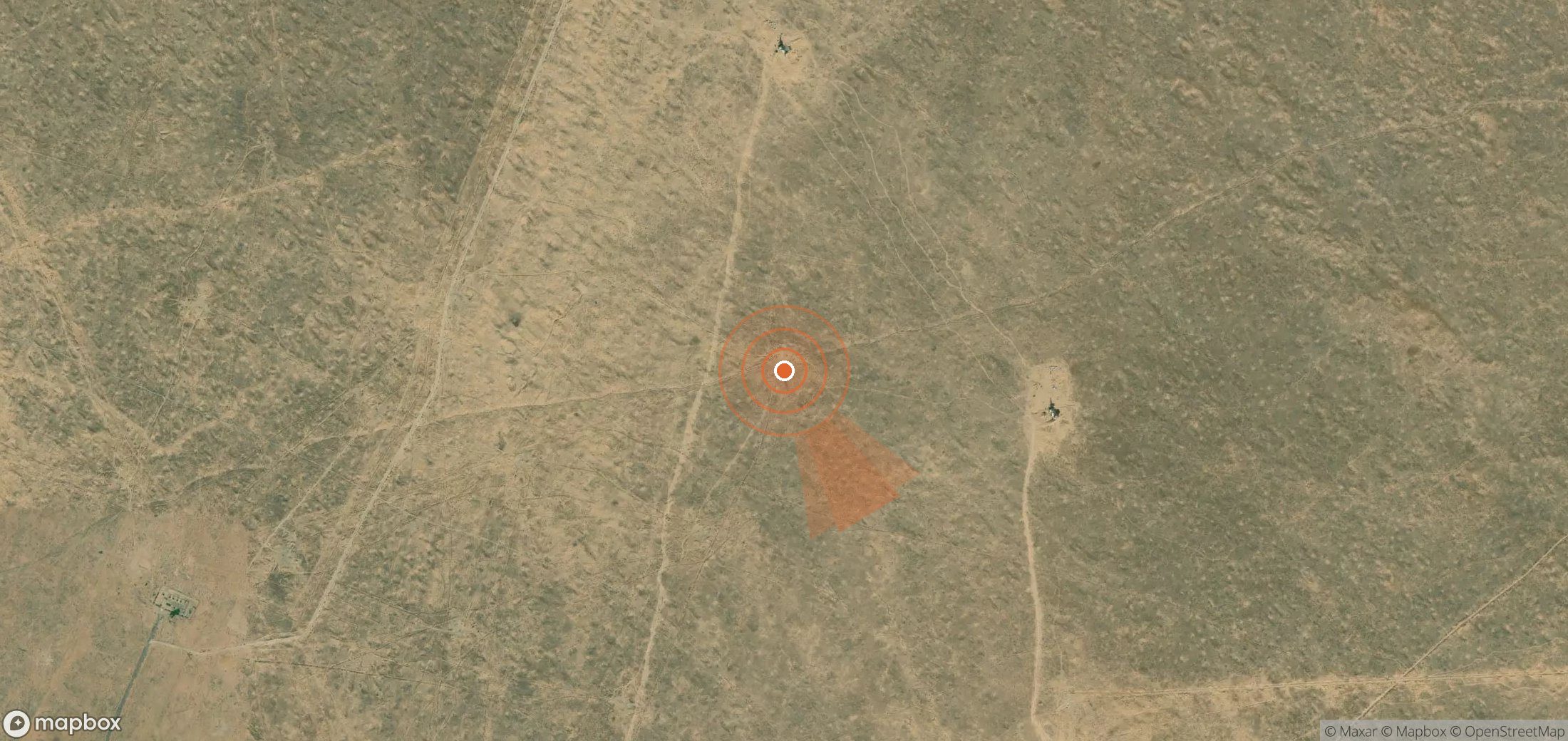Satellite map of methane plume locations in Turkmenistan