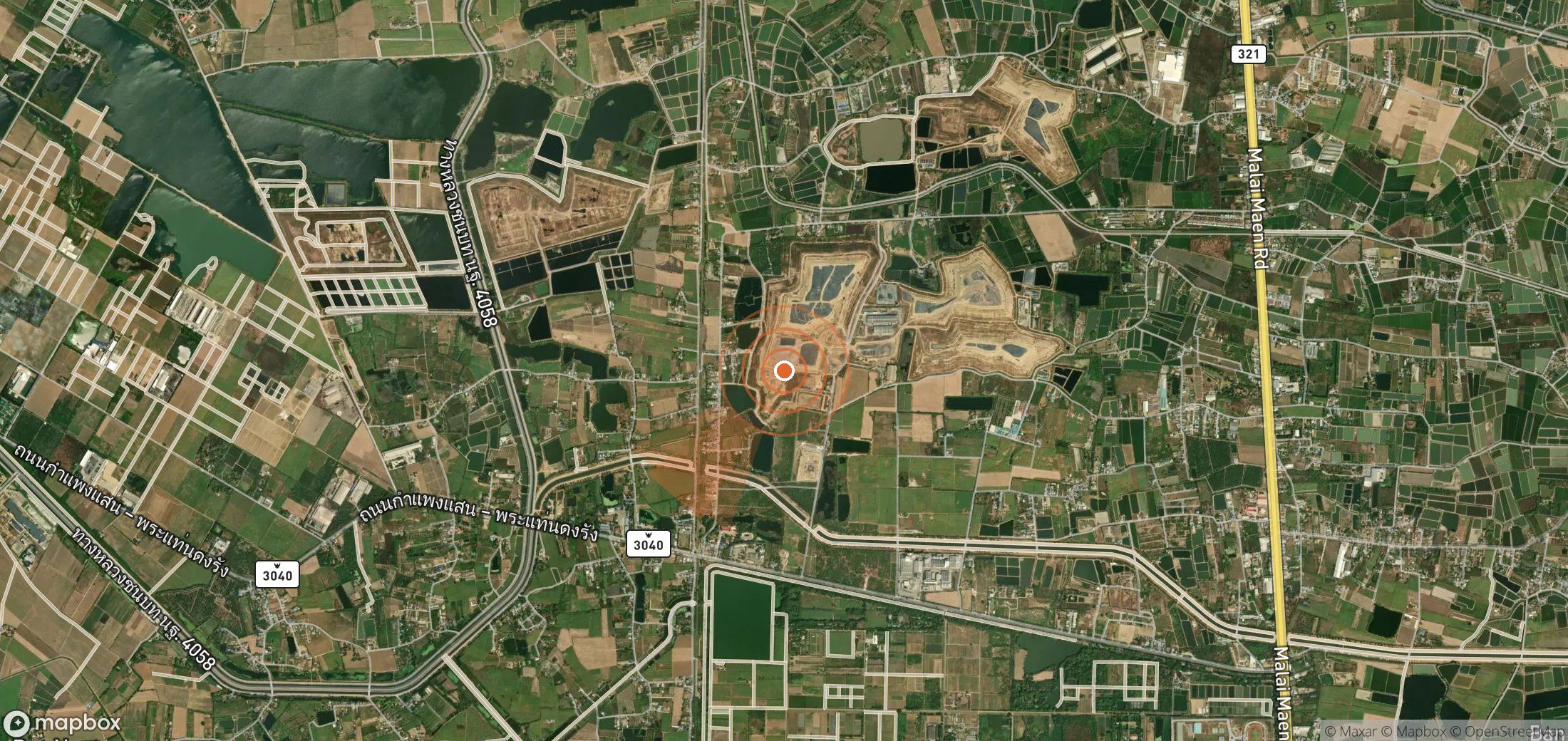 Satellite map of methane plume locations in Thailand