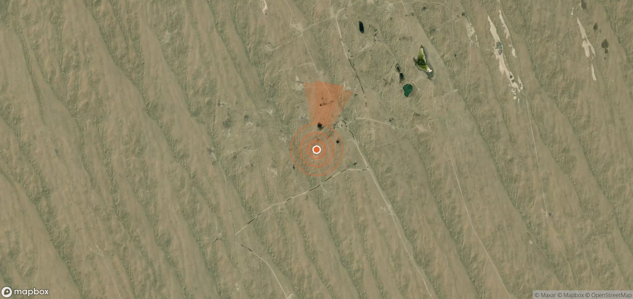 Mapa satelital de plumas de metano en Turkmenistán