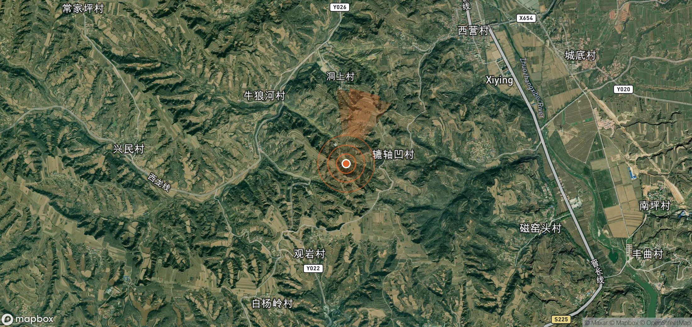 Mapa satelital de plumas de metano en China