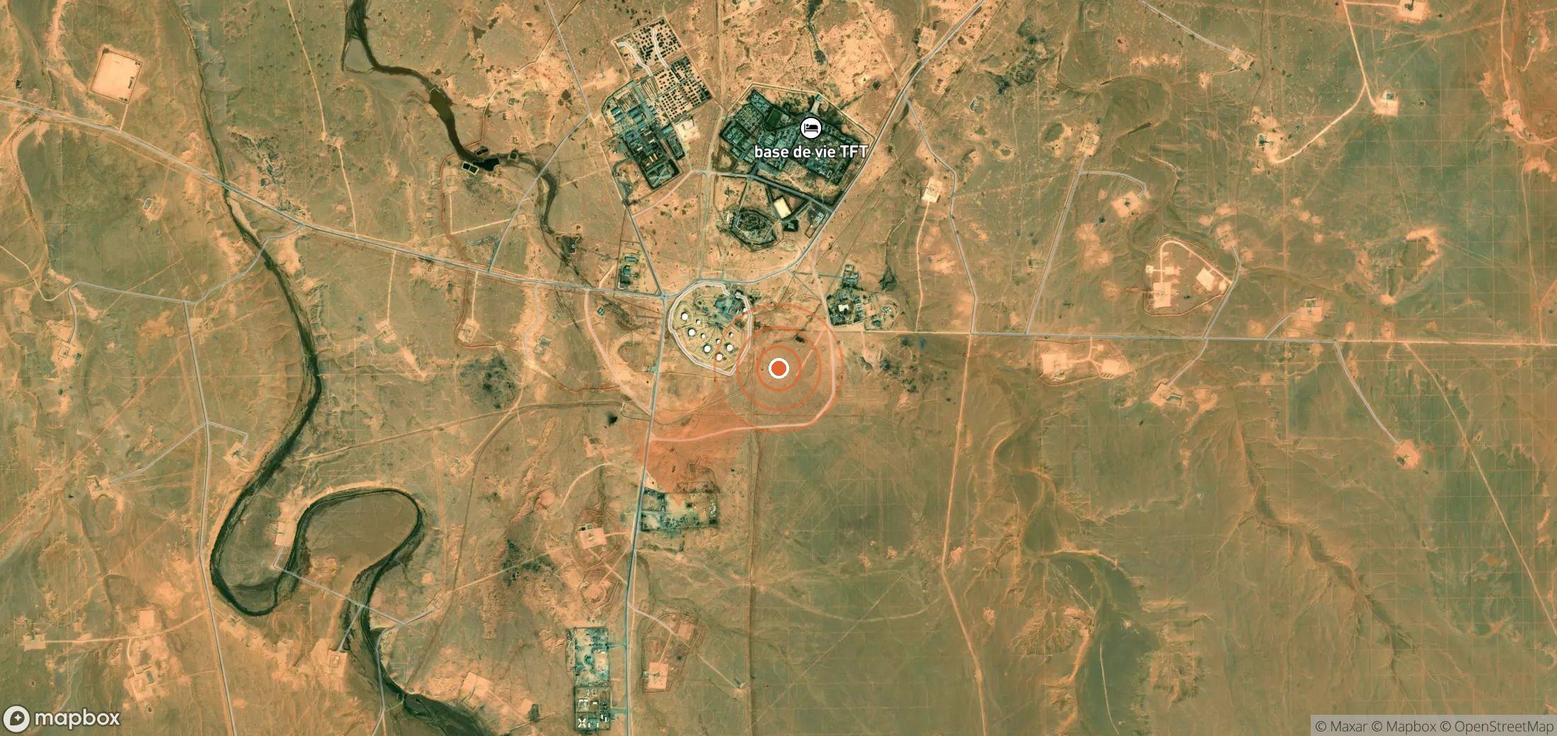 Satellite map of methane plume locations in Algeria