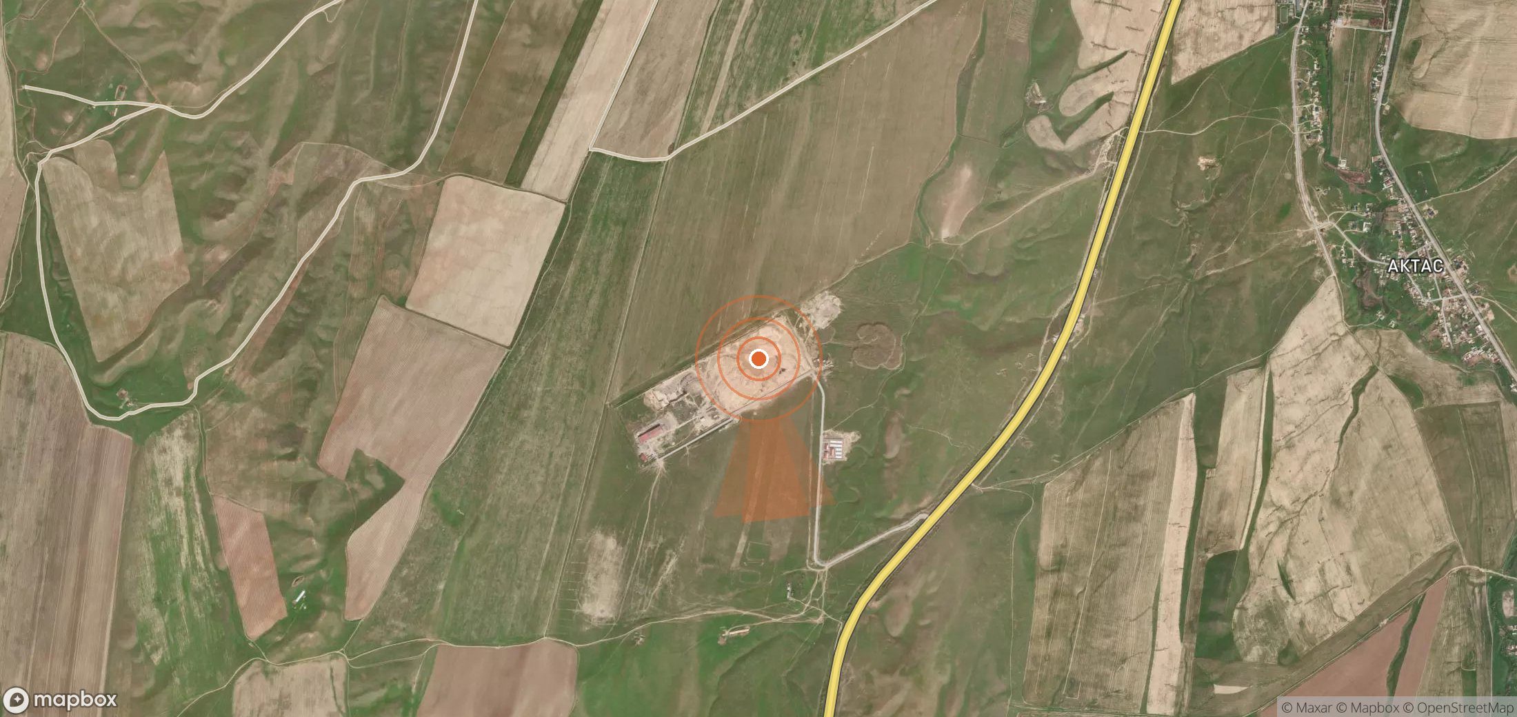 Satellite map of methane plume locations in Kazakhstan