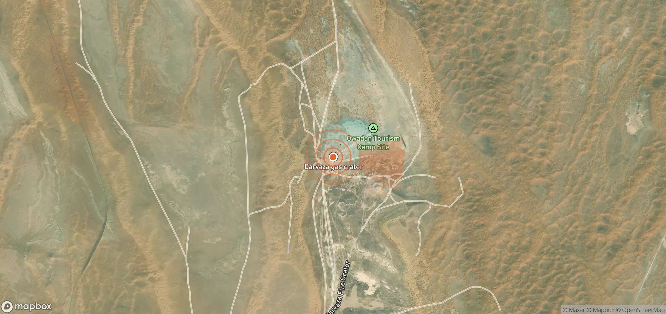 Satellite map of methane plume locations in Turkmenistan