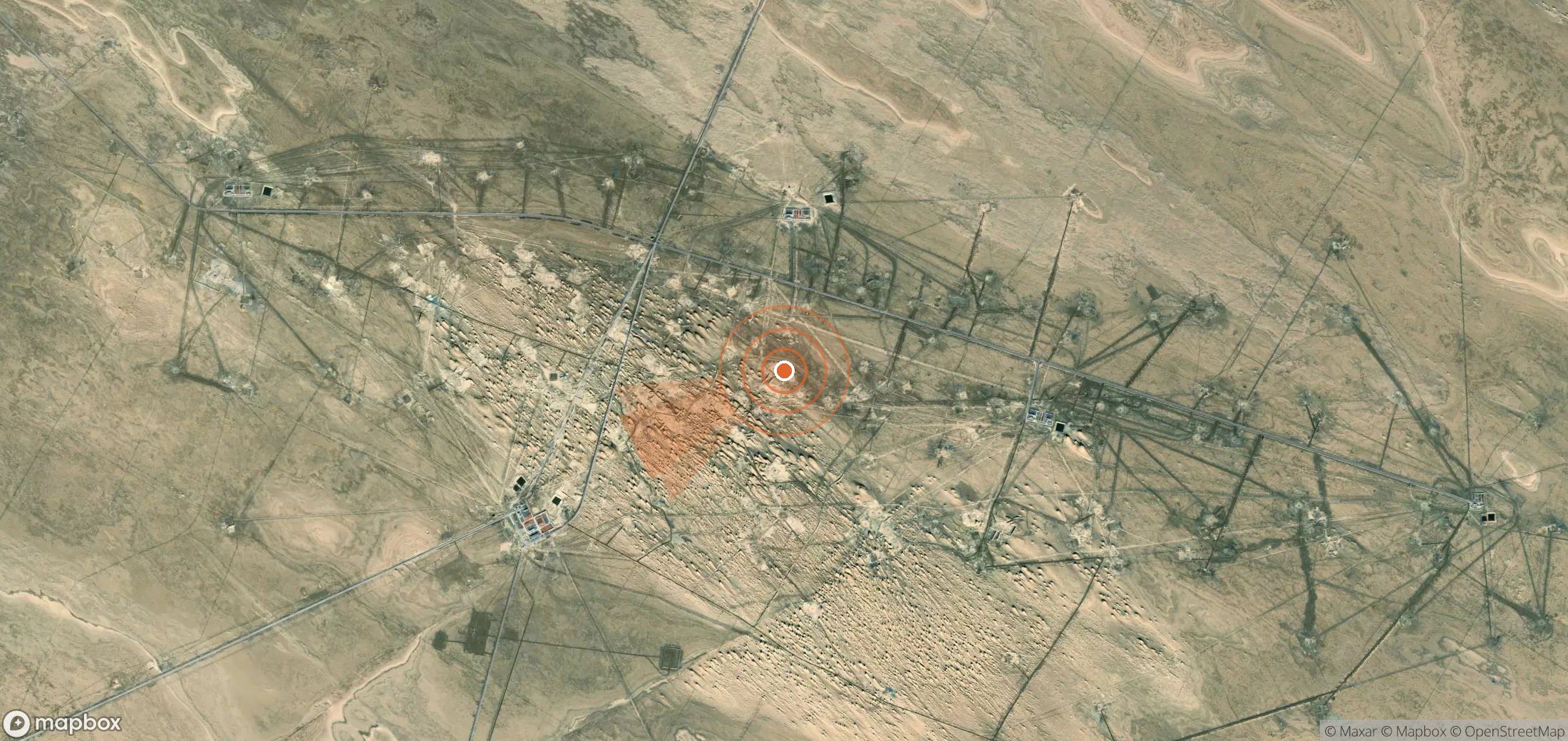 Mapa satelital de plumas de metano en China