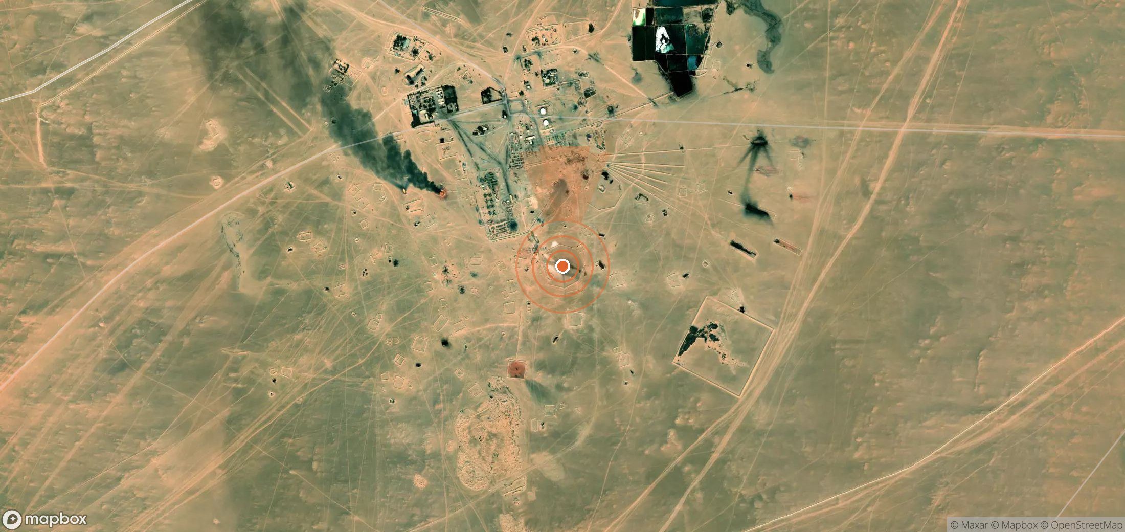 Satellite map of methane plume locations in Libya