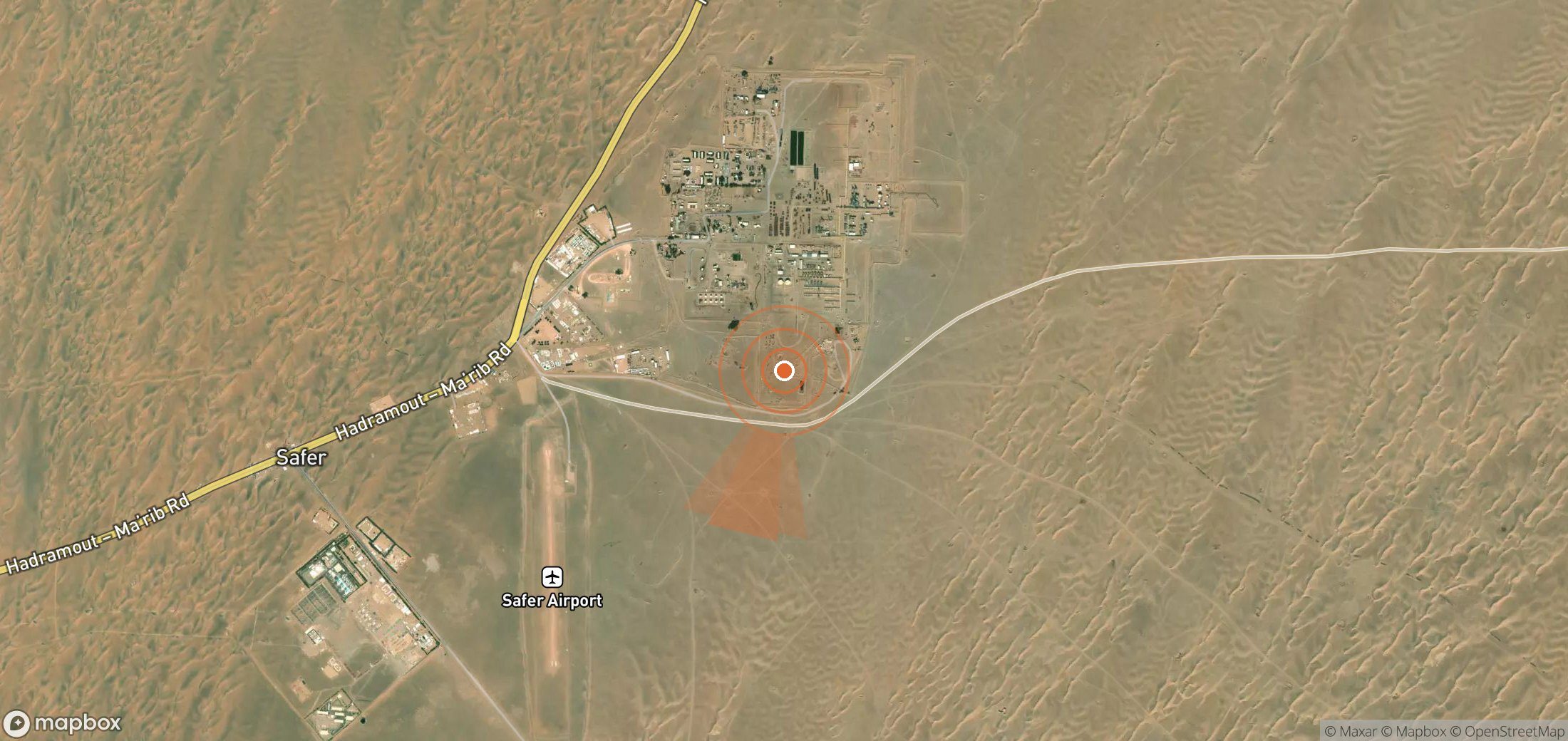 Mapa satelital de plumas de metano en Yemen
